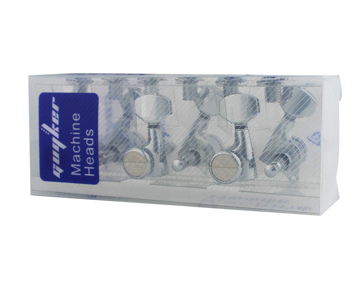 Guyker Guitar Locking Tuners (3L + 3R Handed)   1:18 Ratio Lock String Tuning Key Pegs Machine Heads With Hexagonal Handle Repla