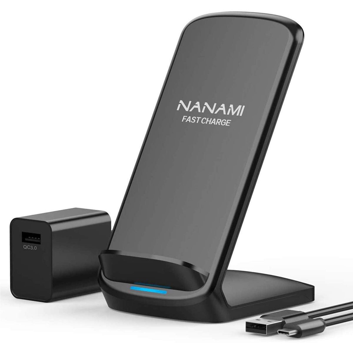 Nanami Fast Wireless Charger, Qi Certified Wireless Charging Stand With Qc3.0 Adapter Usb Charger For Iphone 15/14/13/12/Se 2020