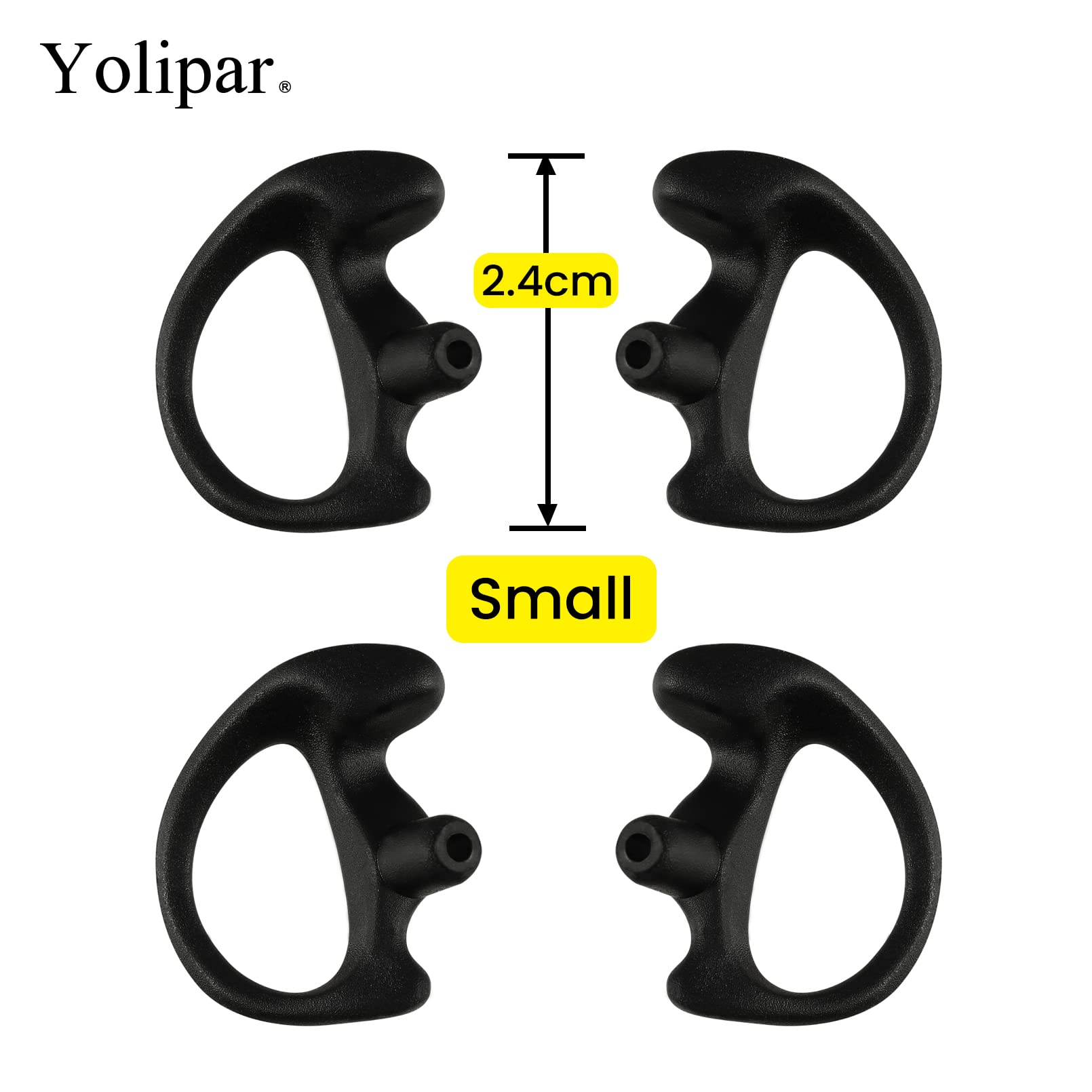 Yolipar Replacement Soft Silicone Eardud Earmold For Walkie Talkie Audio Kit Air Acoustic Tube Earpiece Headset (Black, Small(2