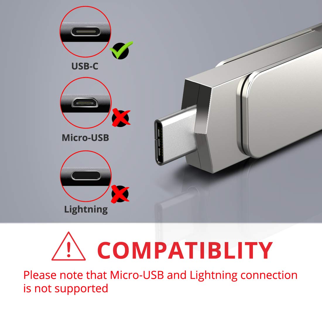 Mosdart 2Pack 64Gb Fast Usb C Flash Drive 2 In 1 Otg Usb C To Usb A 3.1 Dual Thumb Drive Metal Memory Stick For Usb C Android Ph