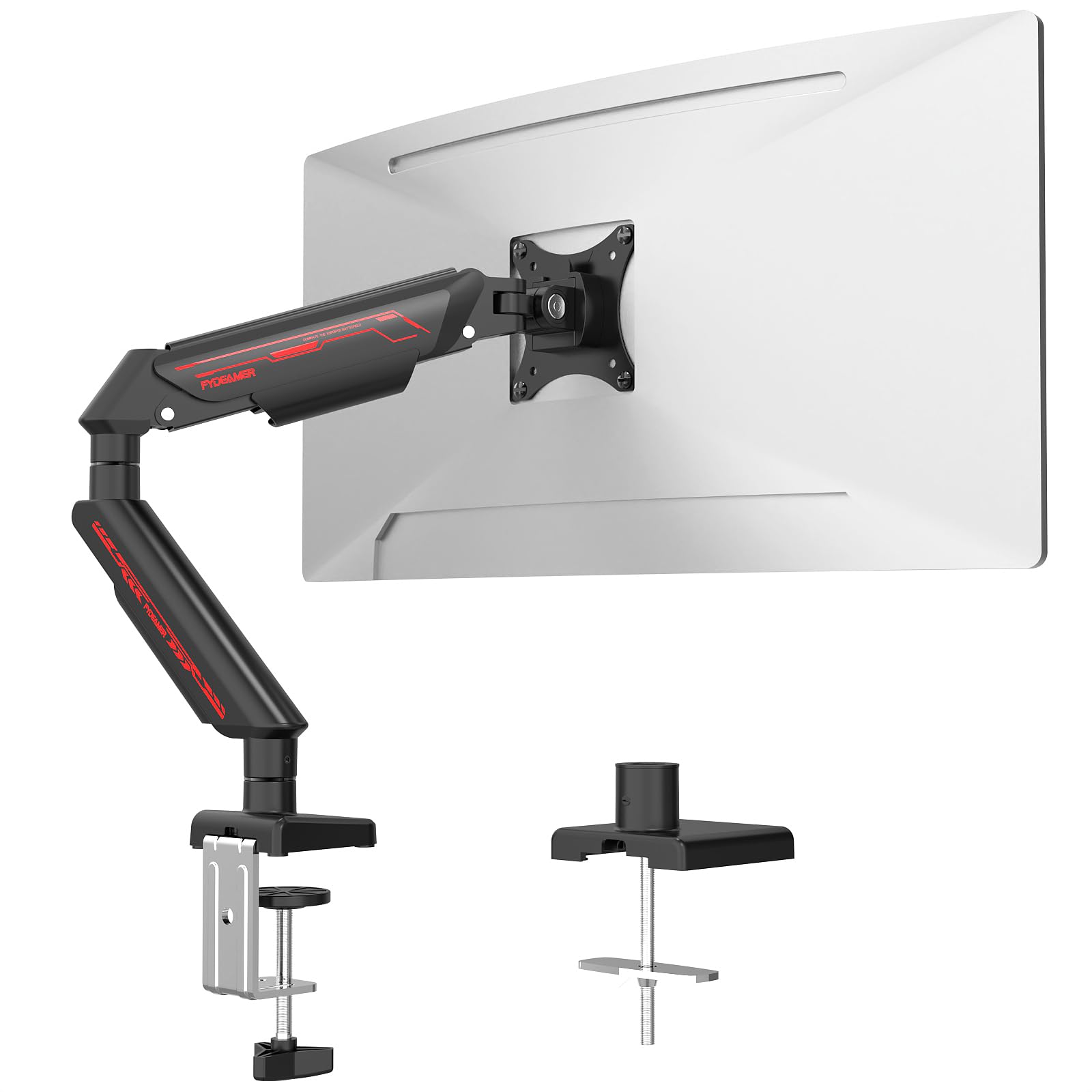 Fydeamer Monitor Arm, Gas Spring Monitor Stand For 1735 Inch Screens Up To 11 Kg, Adjustable Monitor Mount With CClamp & Gromm