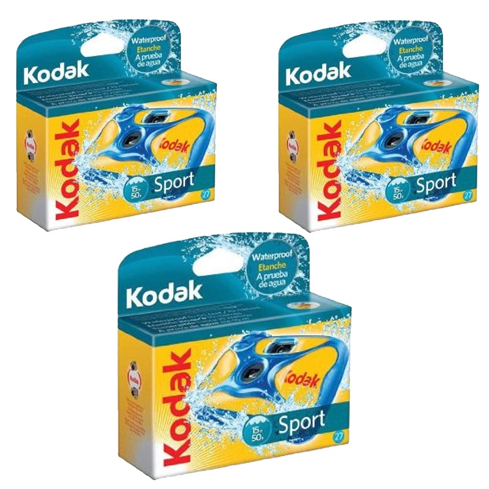 Kodak Sport Underwater Single Use Disposable Camera With 800 Speed 27 Exposure Film (3 Pack)