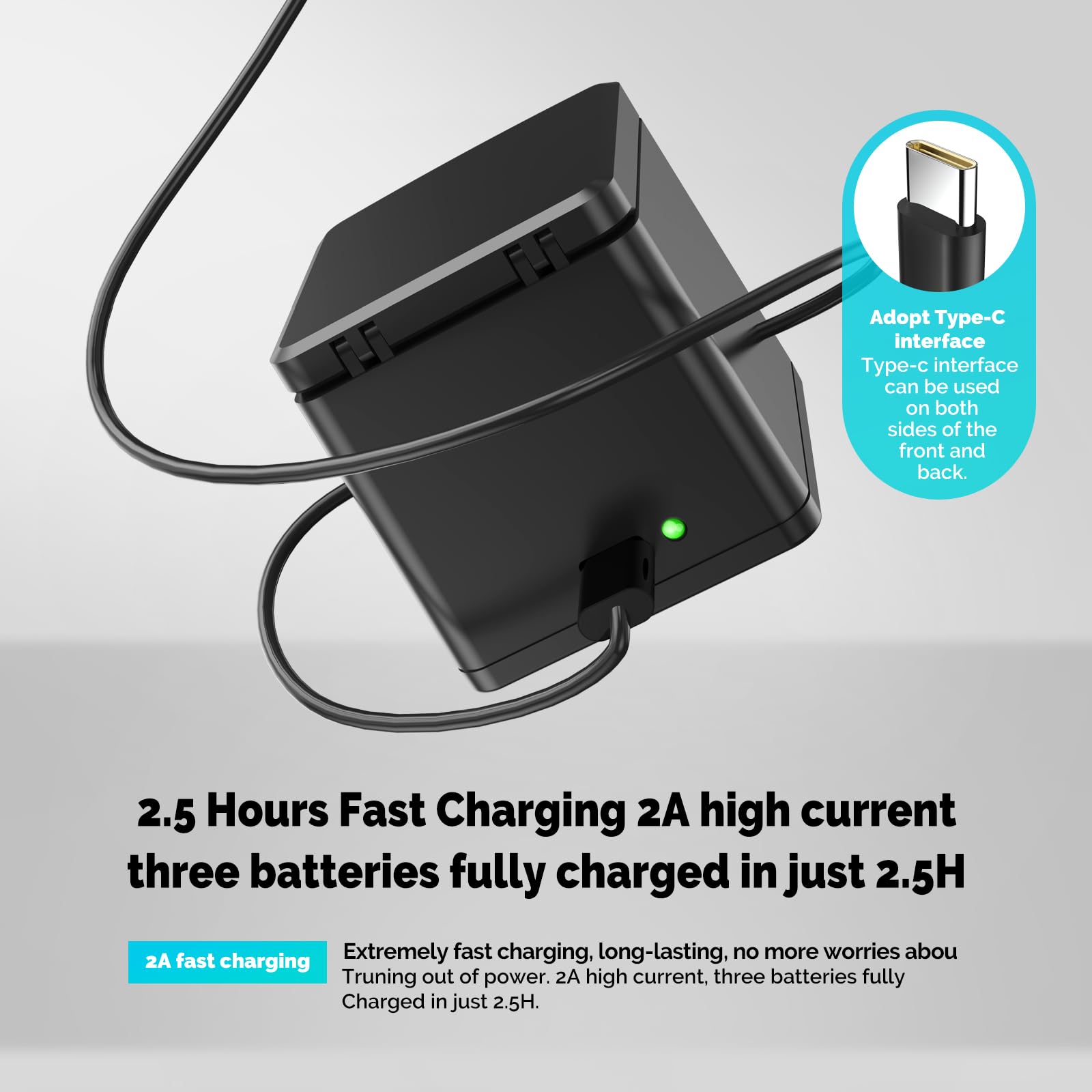 Telesin Hero 12/11 Battery, (2 Pack) And Triple Usb Quick Charger For Gopro Hero 9 10 11 12, Fully Compatible With Go Pro 9 10 1