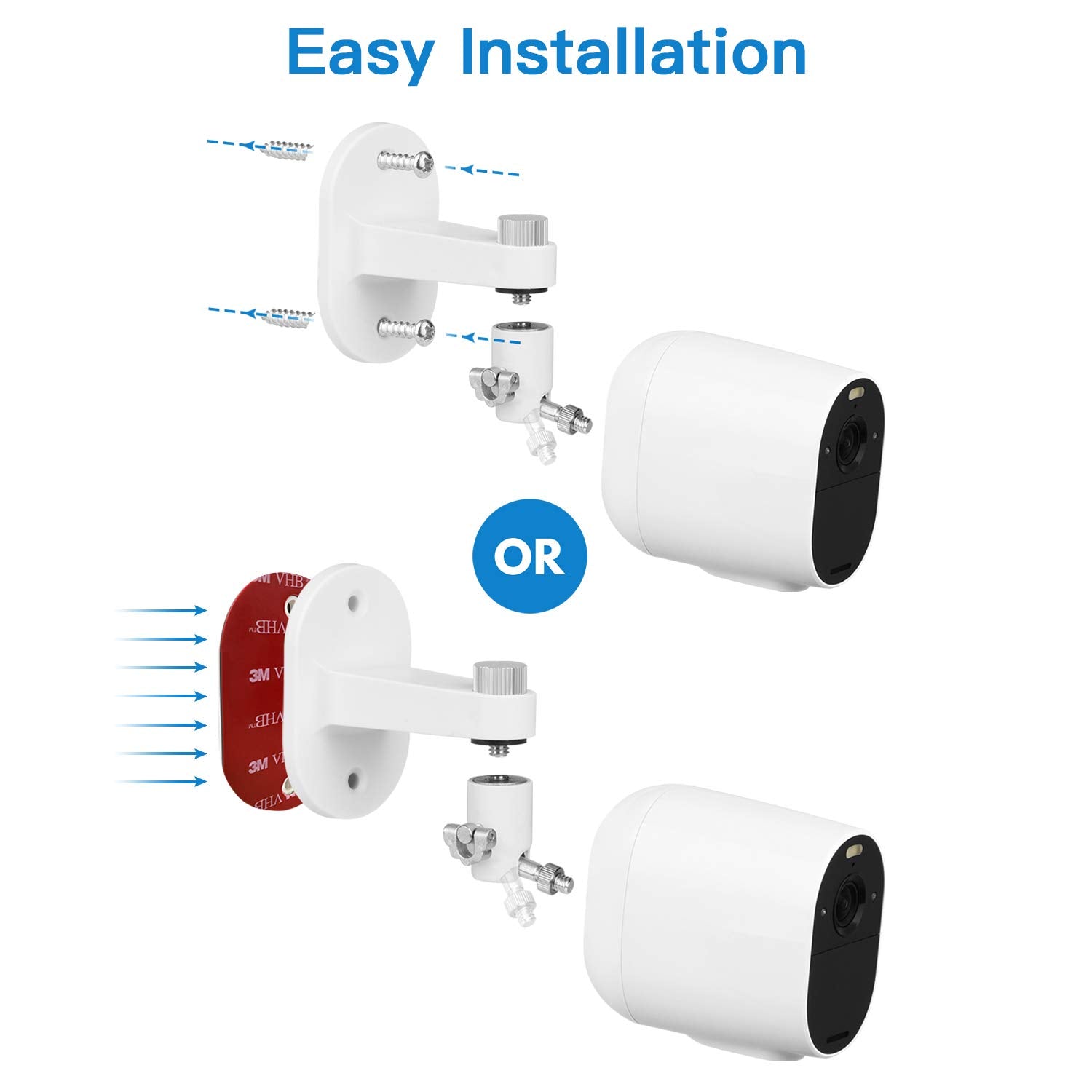 2Pack Security Wall Mount For Arlo Pro, Arlo Pro 2, Arlo Ultra, Arlo Pro 3, Arlo Pro 4, Arlo Essential Spotlight Camera, Adjustable Indoor/Outdoor Mounting Bracket For Your Surveillance Camera (White)