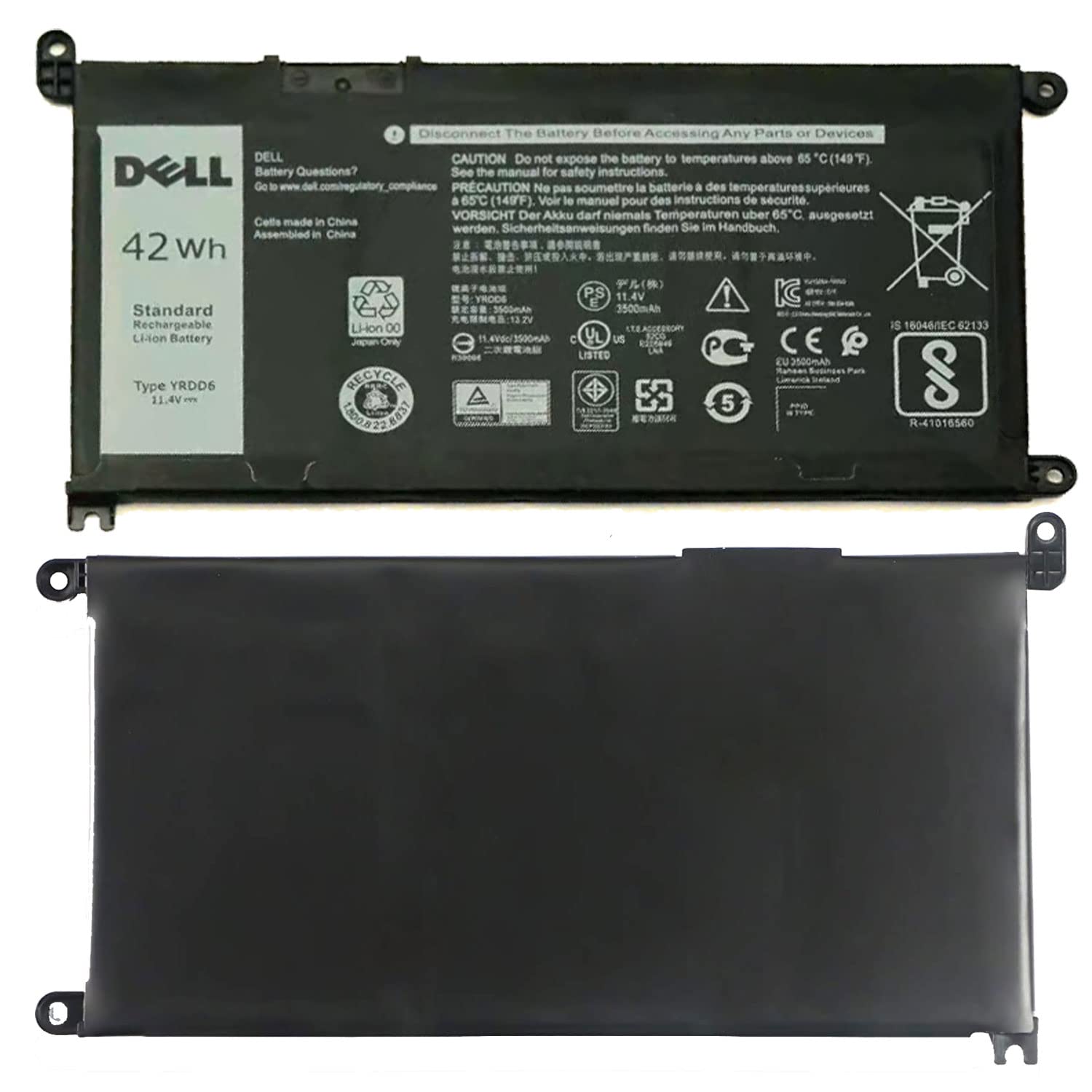 Dell Yrdd6 Laptop Battery For Replaceable Dell Inspiron 7586 5482 5485 5491 3310 2 In 1 3493 3582 3593 3793 5493 5593 5480 5590