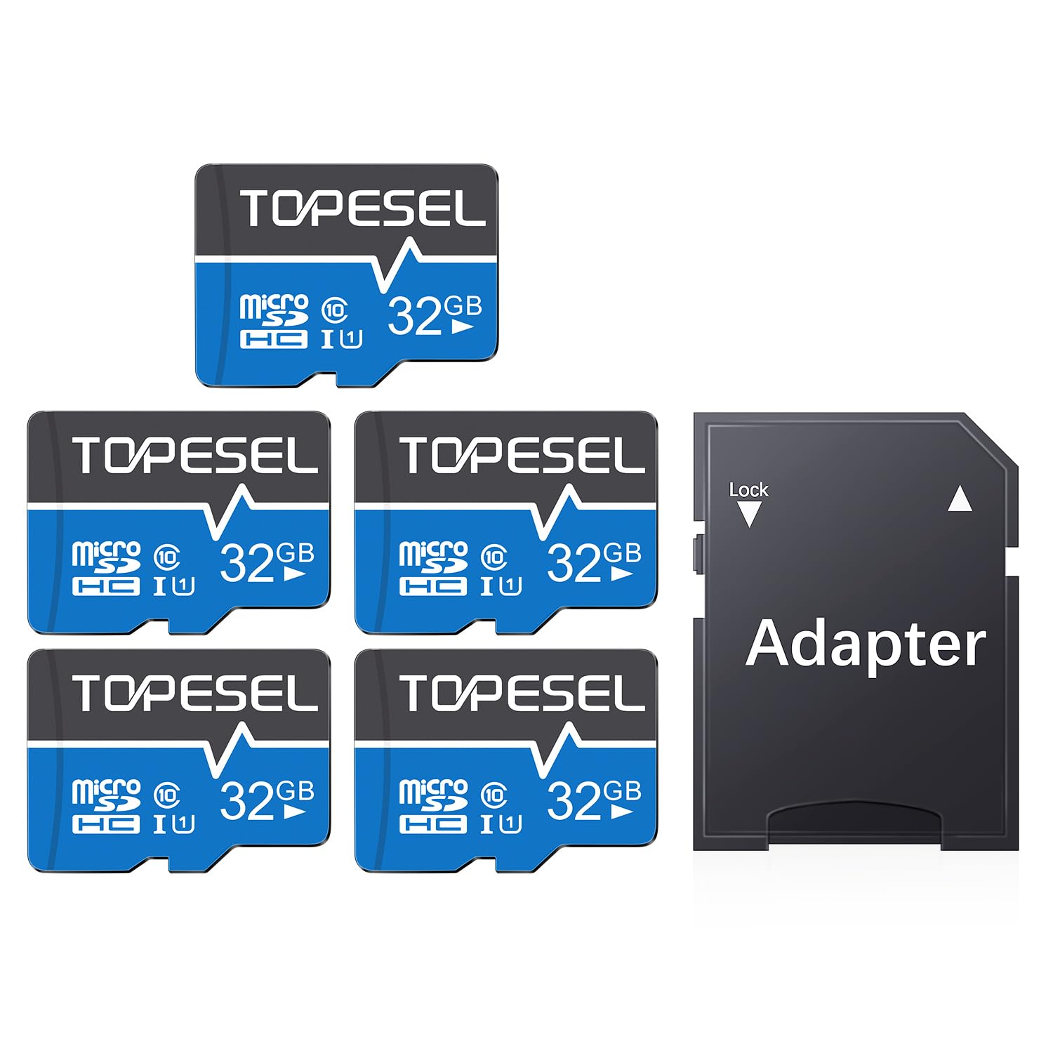 Topesel 5 Pack 32Gb Micro Sd Card Class 10 Micro Sdxc Memory Card Uhs I, High Speed Flash Tf Card For Security Camera/Smartphone/Drone/Dash Cam/Tablet/Pc, C10, U1, 32Gb 5Pack