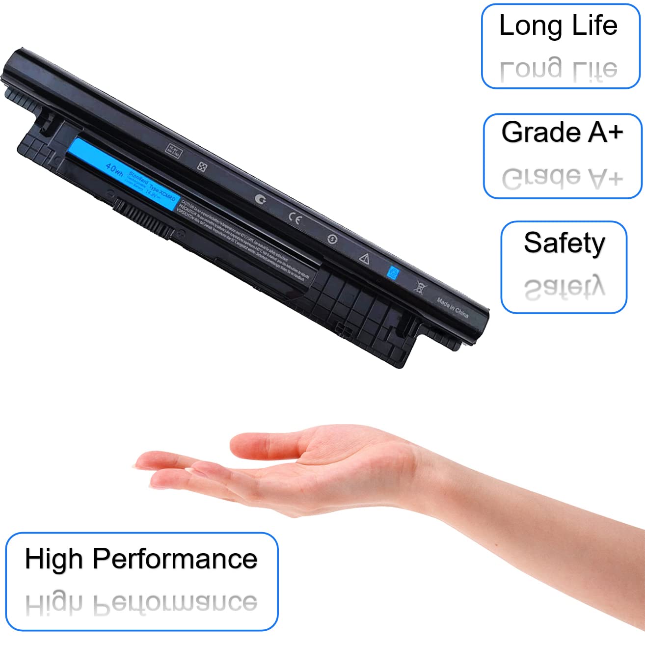 40Wh Xcmrd Laptop Battery For Dell Inspiron 15 3000 Series 3521 3531 3537 3541 3542 15R 5537 5521 17R 17 3721 3737 5737 5721 14R