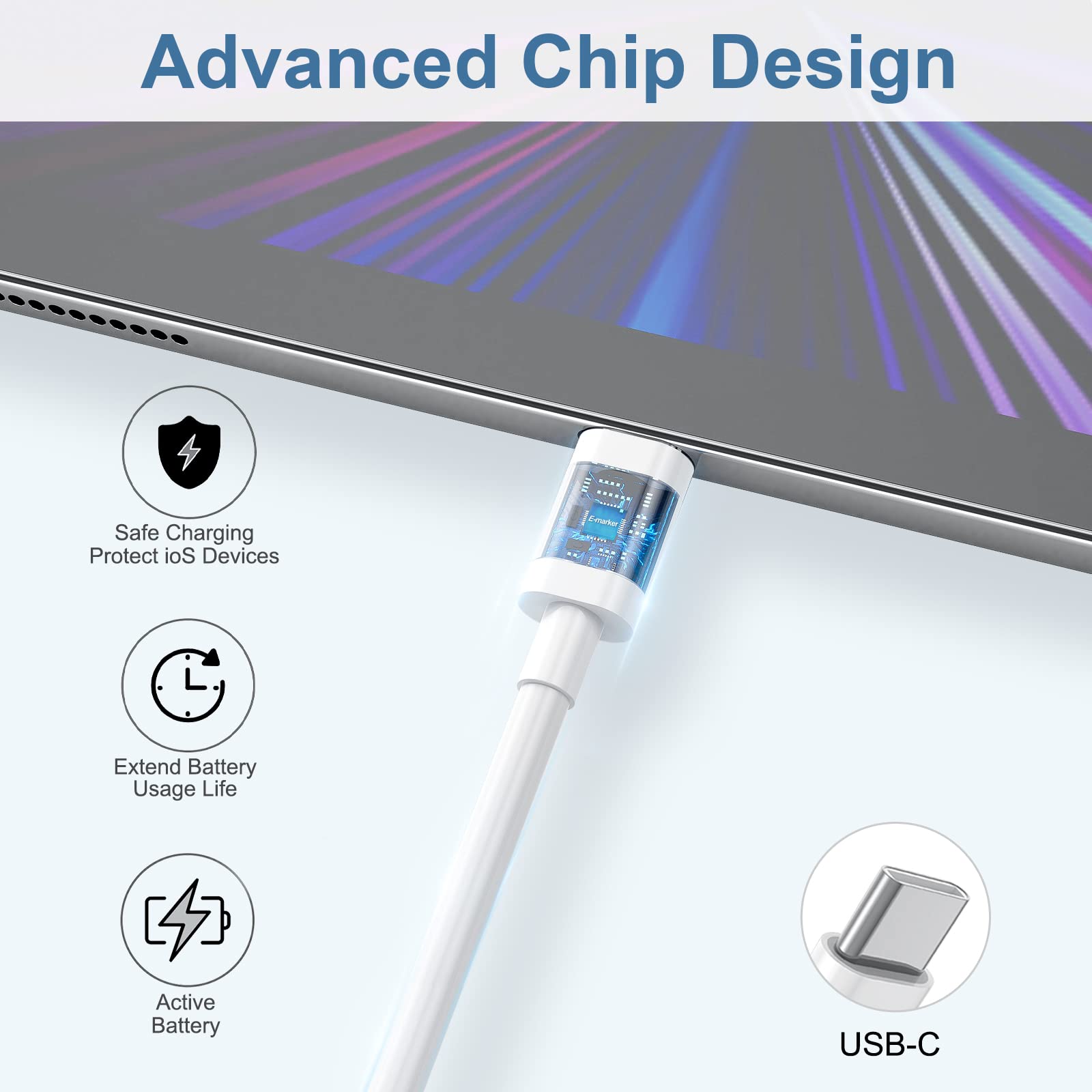 Usb C To Usb C Charging Cable 6Ft 60W 3Pack, Usb C Cable For Charging Apple,For Iphone16 15/16 15 Pro/16 15 Pro Max/16 15 Plus,Ipad Pro, Air5, Macbook Air