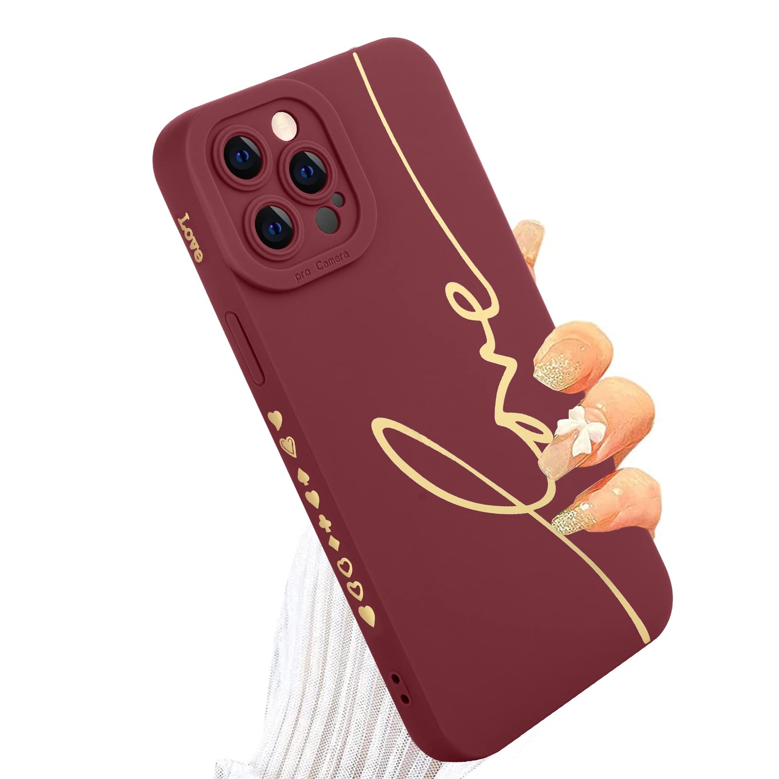 Mowime For Iphone 12 Pro Max Case, Back Cute Plating Love Letter Graphic With Anti Fall Lens Cameras Cover Protection Soft Tpu S