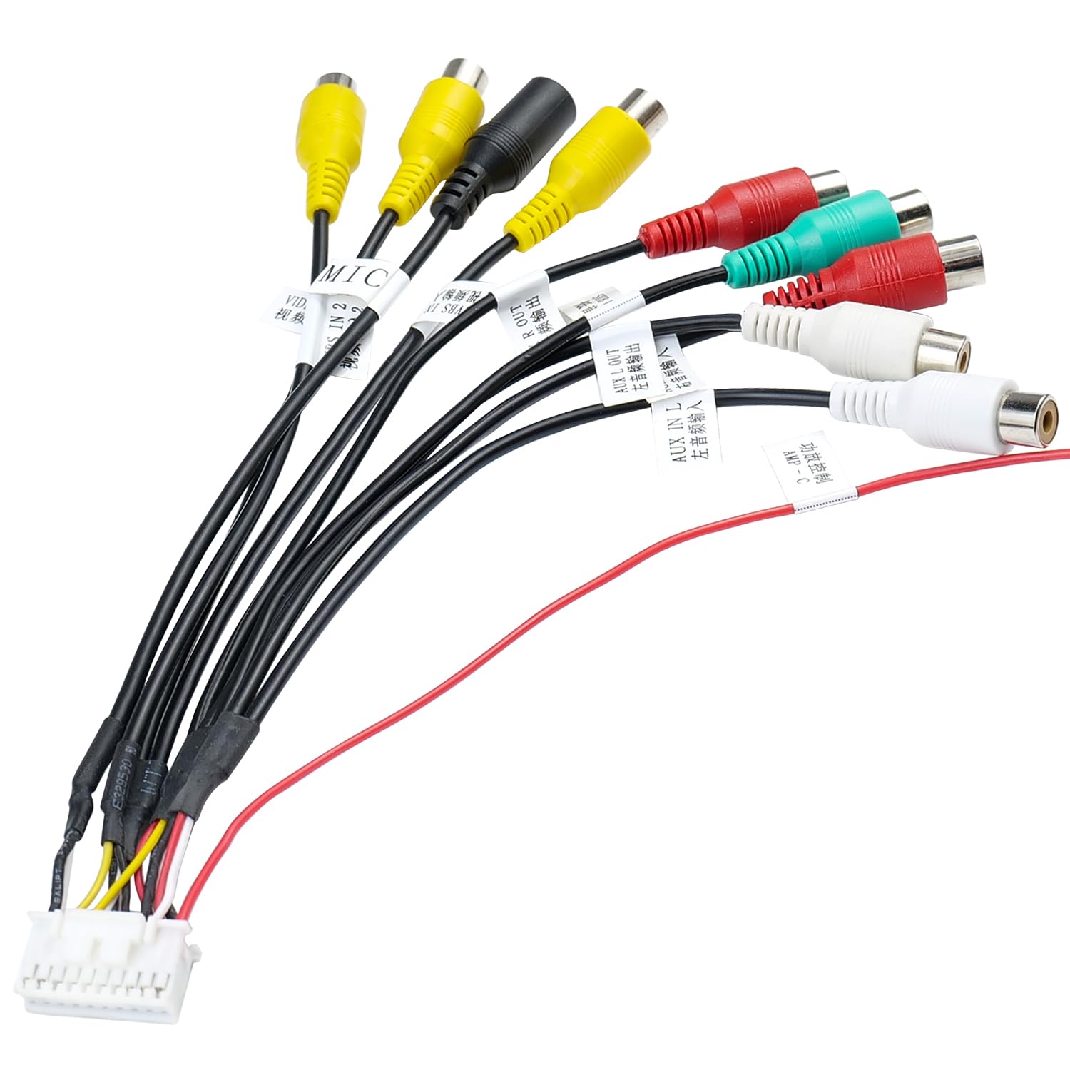 Jayubien Radio RCA Wiring Harness Adapter 20Pin Plug with 9 Female RCA Connector Assembly for Android Car Radio Stereo