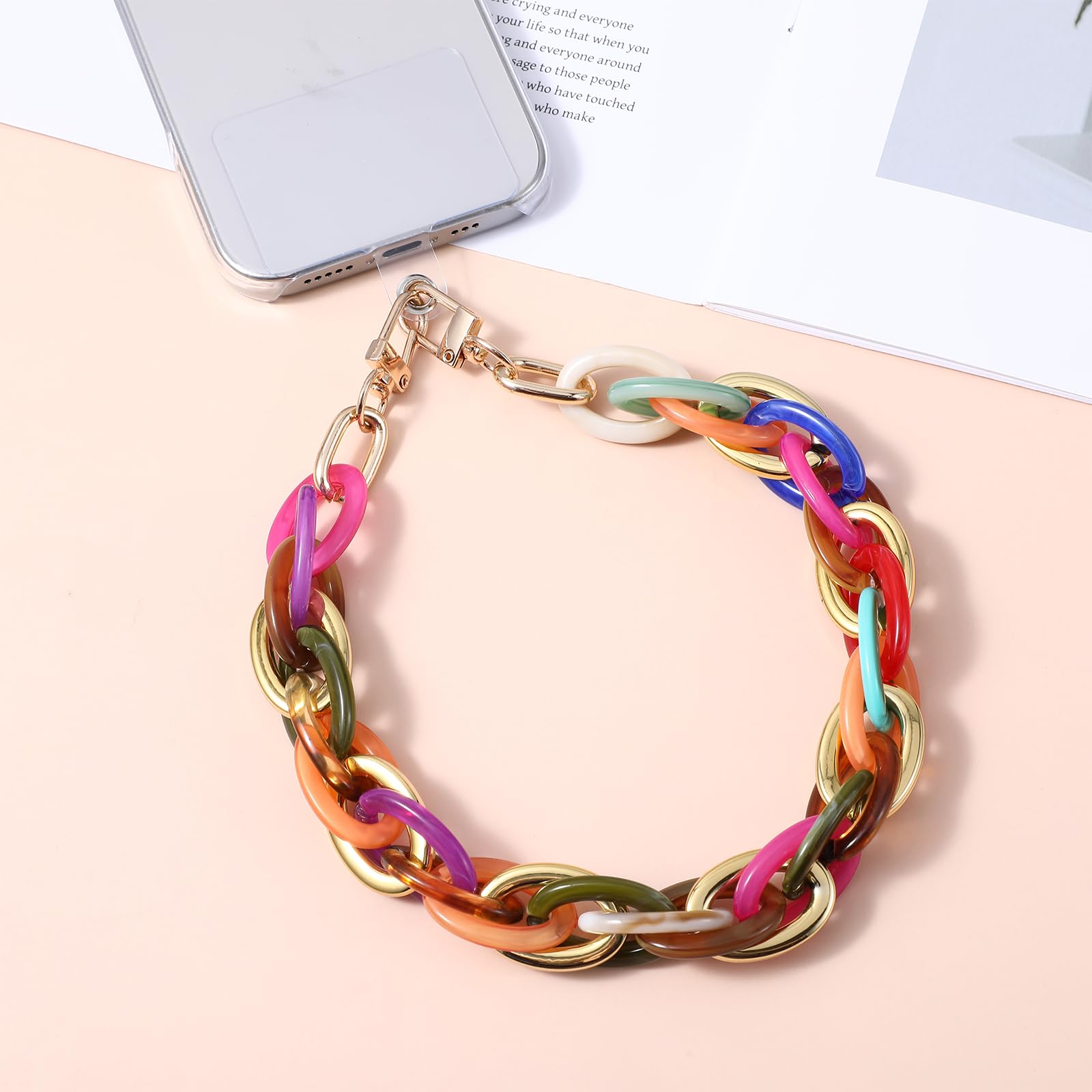 Ymapinc Acrylic Cell Phone Chain Strap For Women - Detachable Cell Phone Accessories With Tether Tab Wrist Strap Lanyard - Gradi