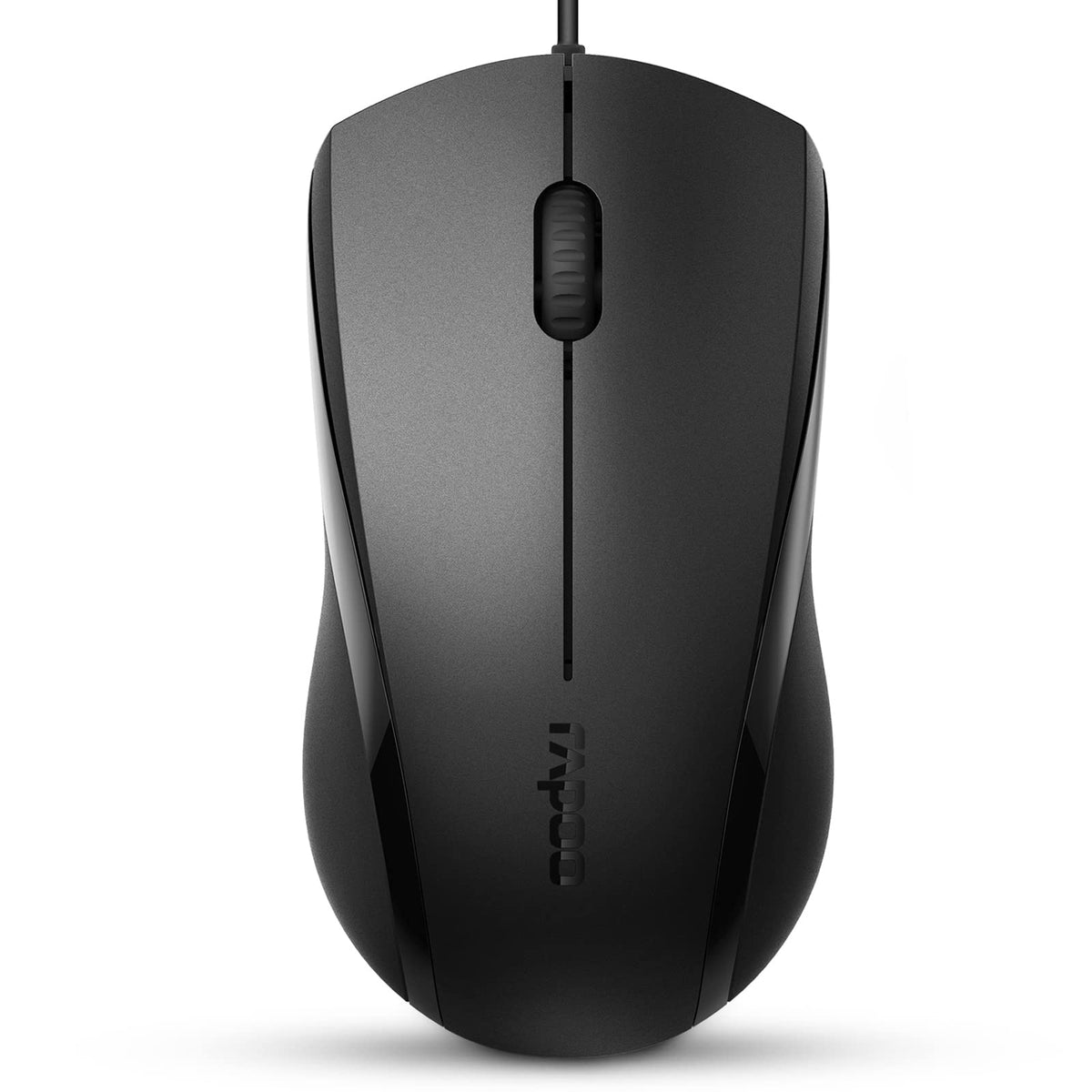 Rapoo Silent Wired Mouse, 1000 Dpi 5Ft Cord Quiet Button Optical Computer Mouse, Left Right Hand Use, For Laptop Chromebook Mac 