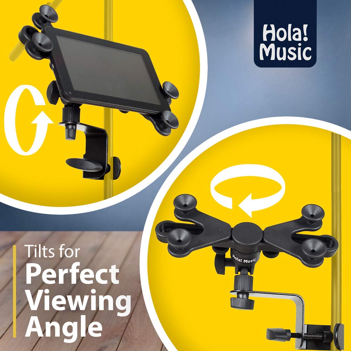 Hola! Music Hm-Mth Microphone Music Stand Tablet Smartphone Holder Mount - Fits Devices From 6 To 15 Inch