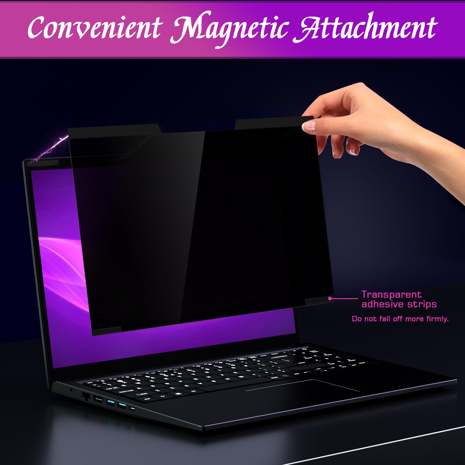 Pys Magnetic Laptop Privacy Screen 14 Inch 16:10   Computer Monitor Privacy Shield, Anti Glare Blue Light Filter, Removable Priv