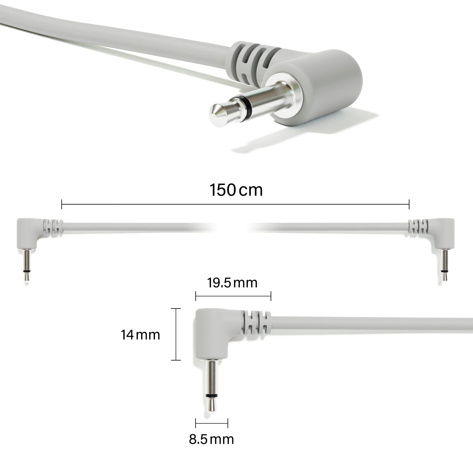 Excelvalley - Right Angle Mono Modular Patch Cables Ts 3.5Mm 1/8 Inch Eurorack Synthesizer [13-Pack | 45 Cm - 17.72]