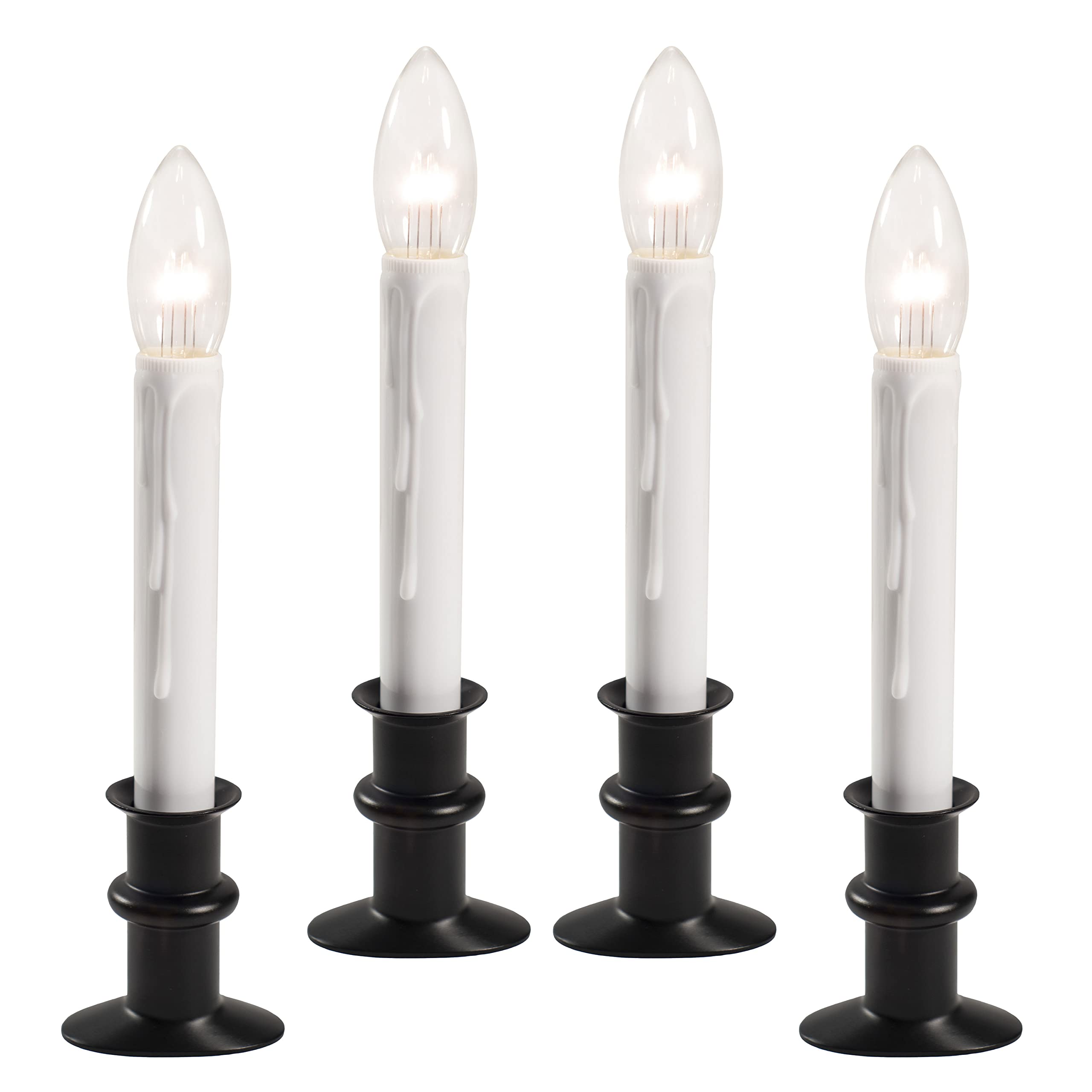 612 Vermont Ultra Bright Led Window Candles With Timer, Battery Operated, Slim Line Metal Base, Vt 2813 Ow 4R (Matte Onyx, Pack