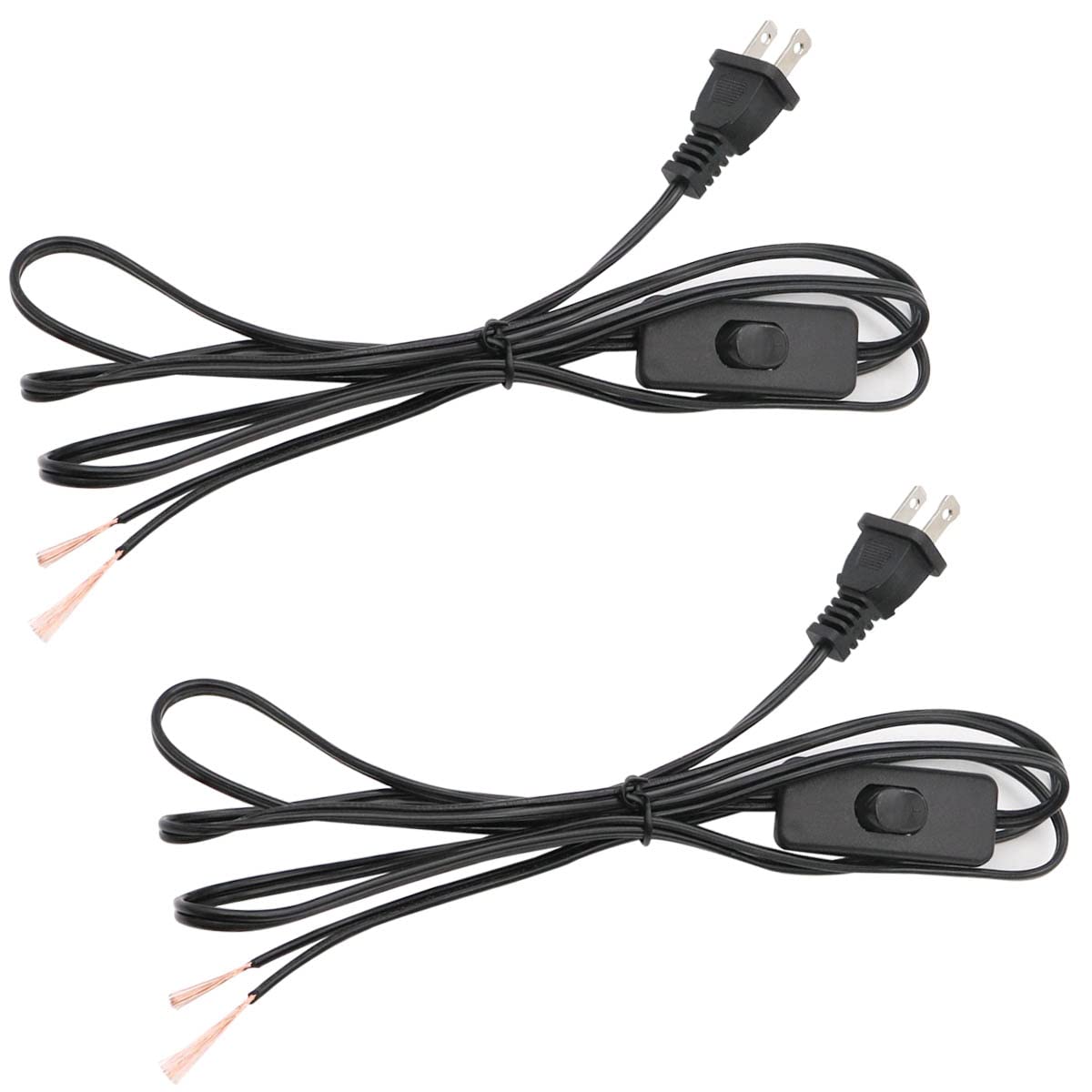 Smseace 2 Piece 6 Feet Black Light Cord, Lamp Power Cord With On/Off Switch Button And Plug, There Is Only One Plug And Need To