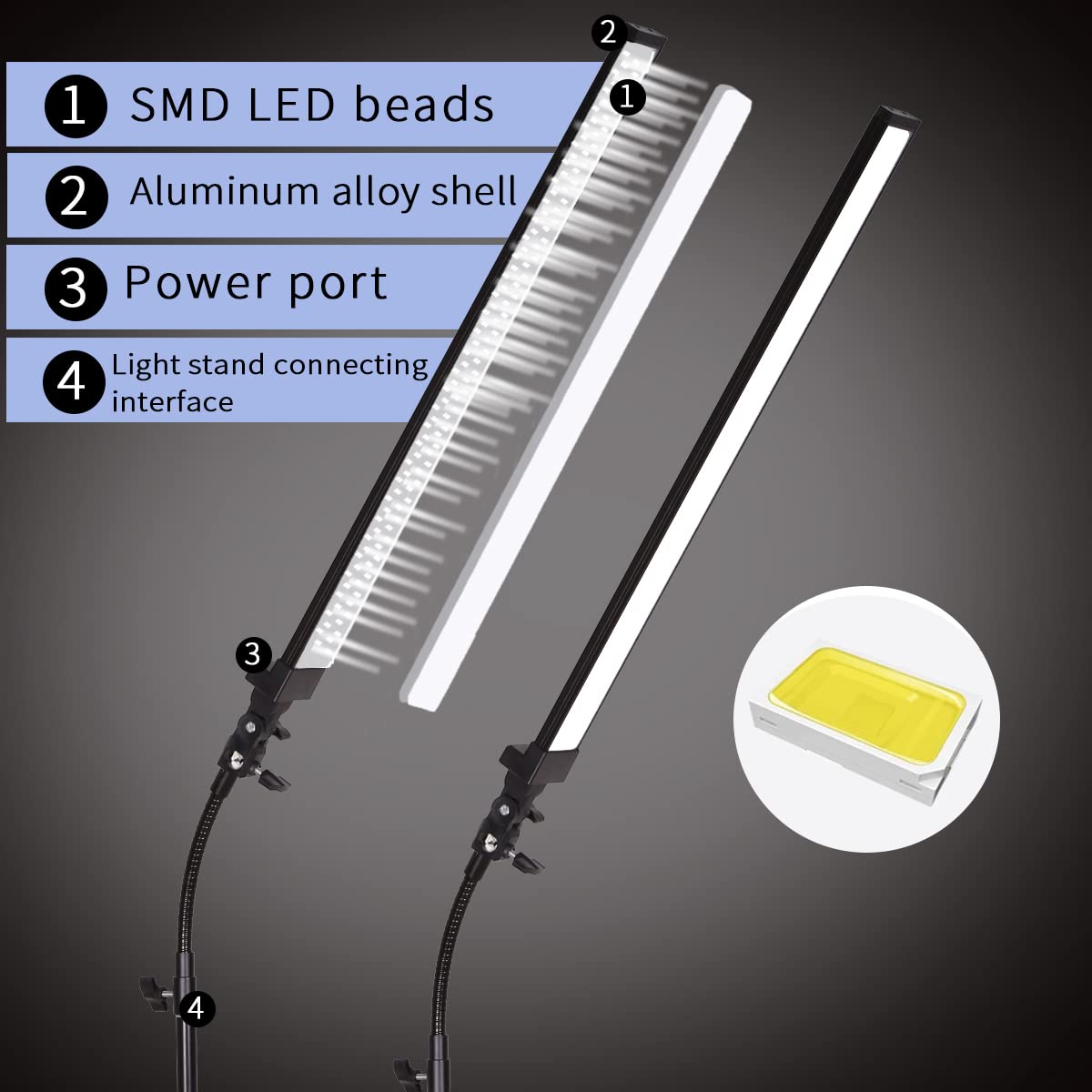 Gskaiwen Photography Studio Led Lighting Kit With Light Stand Bag Soft Tube For Beauty, Eyebrow, Tattoo, Makeup, Dentistry, Eyel