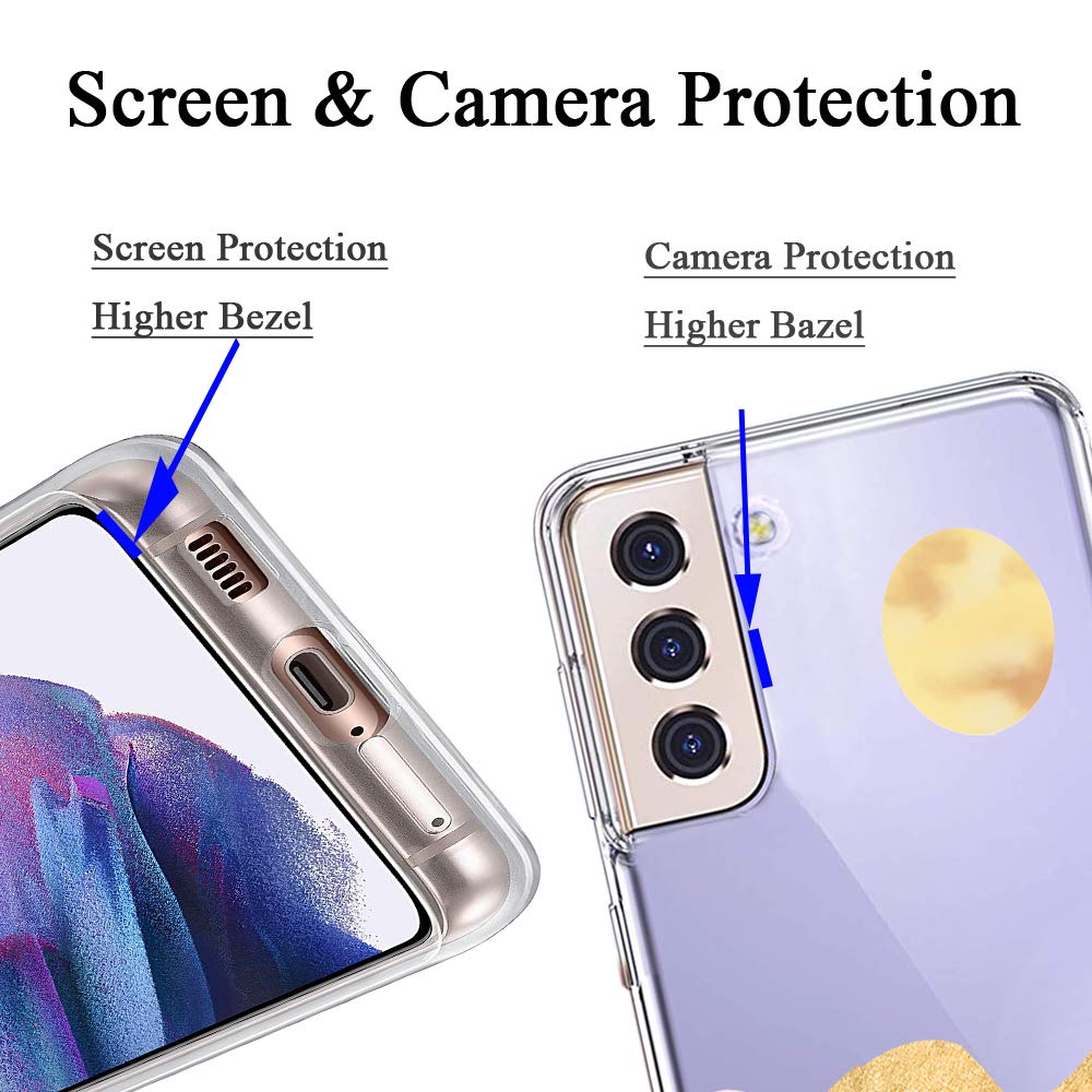 Unov Galaxy S21 Case Clear With Design Soft Tpu Shock Absorption Slim Embossed Pattern Protective Back Cover For Samsung Galaxy