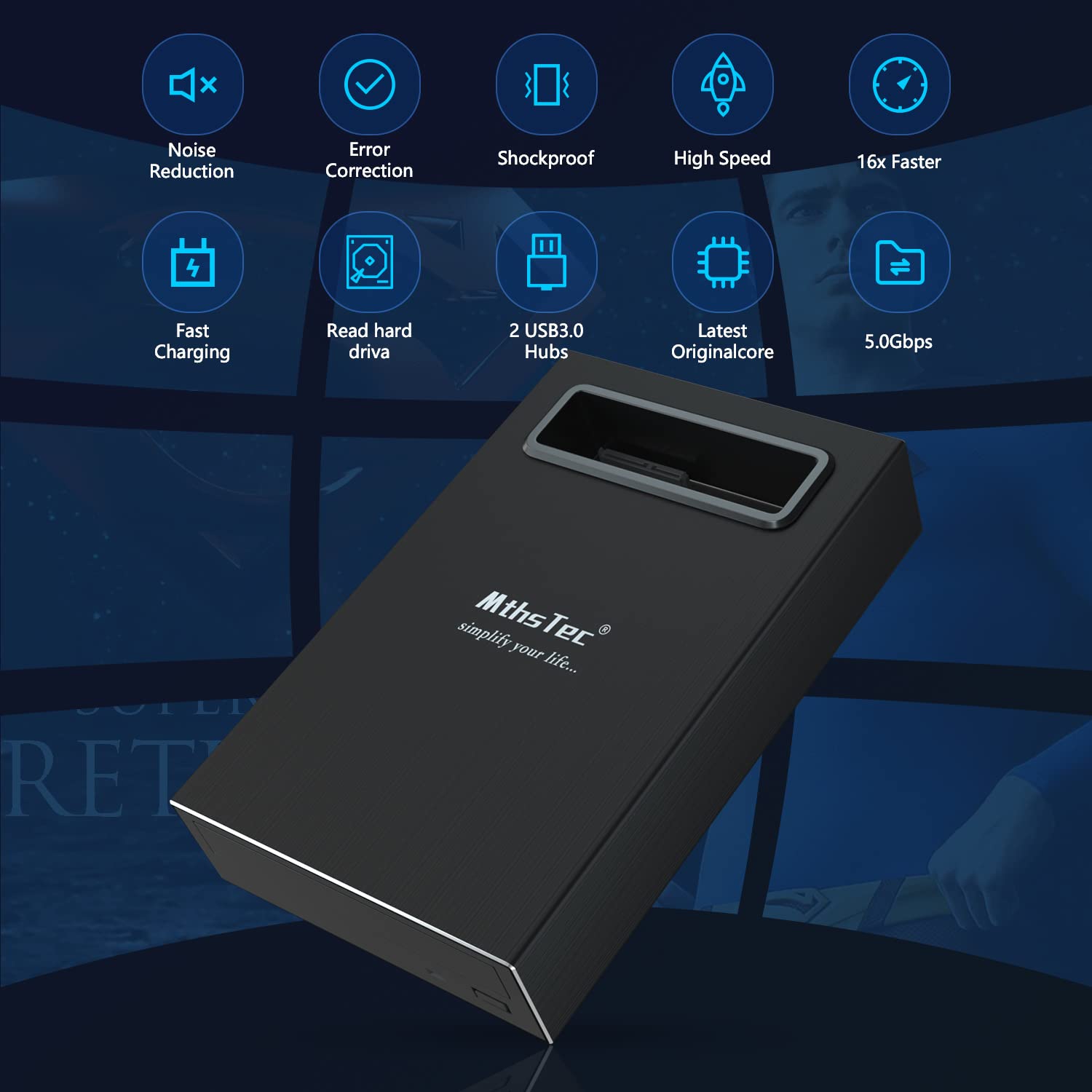 Mthstec 4 In 1 External Blu Ray Drive, 16X Usb 3.0 And Type C External Bluray Drive, Multi Function Fast Charging Desktop Bd/Cd/