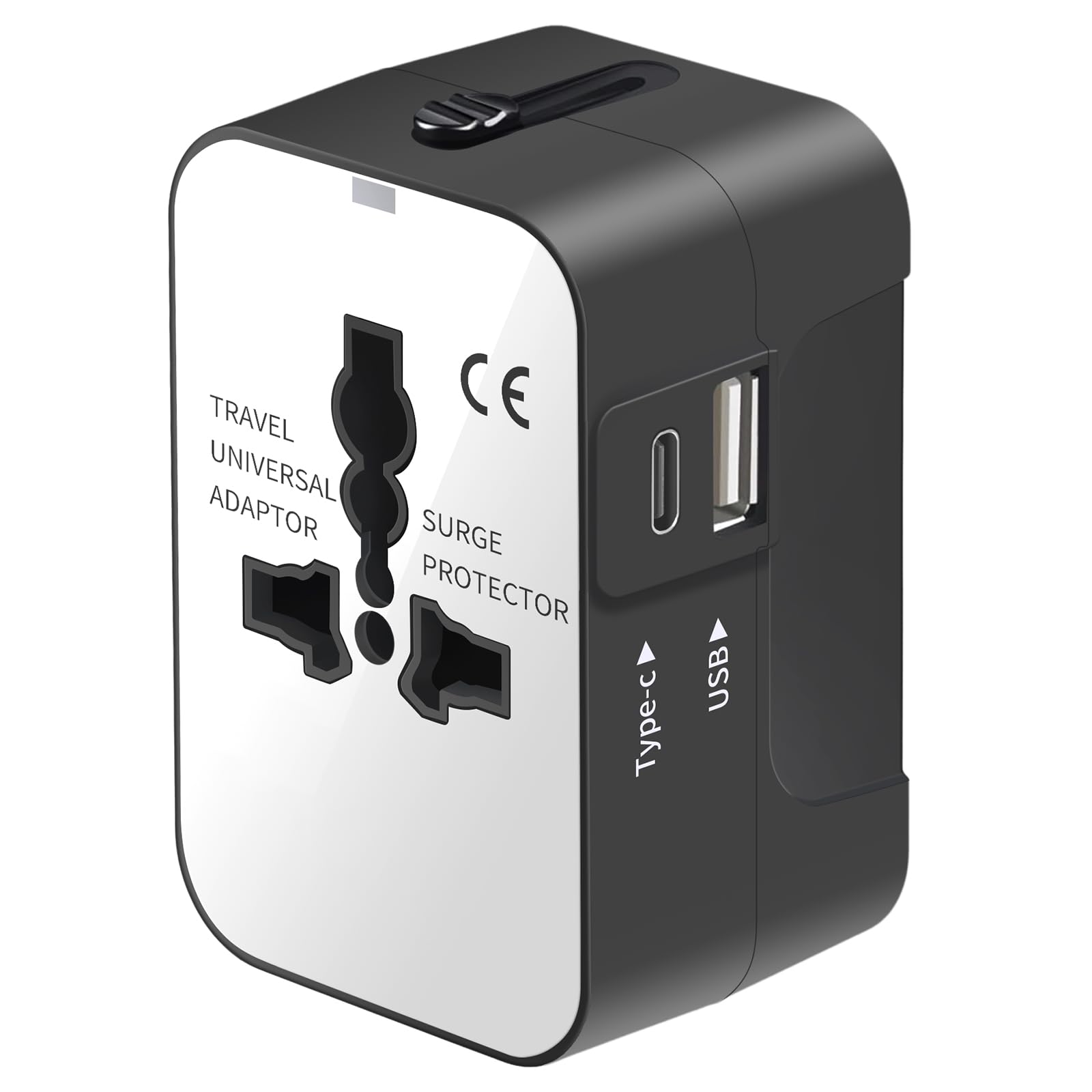 Travel Adapter, Worldwide All In One Universal Travel Adaptor Wall Ac Power Plug Adapter Wall Charger With Dual Usb Charging Ports (1 Usb C) For Usa Eu Uk Aus Cell Phone Laptop