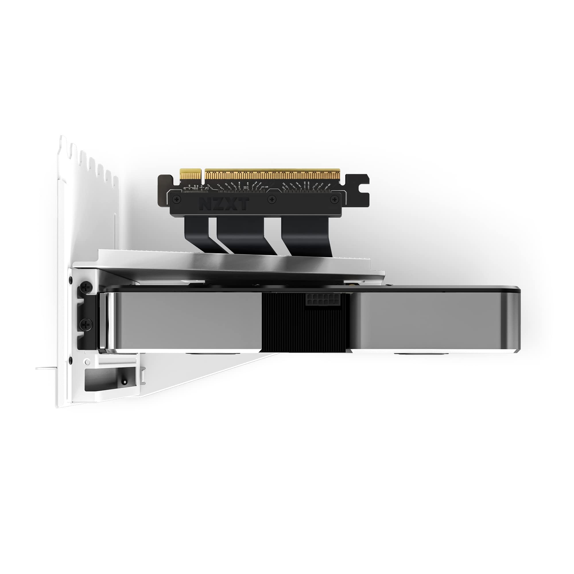 Nzxt Vertical Gpu Mounting Kit   Ab Rh175 W1 175 Mm Pcie 4.0X16 Riser Cable   Gpu Holder   Sturdy Steel Bracket   White