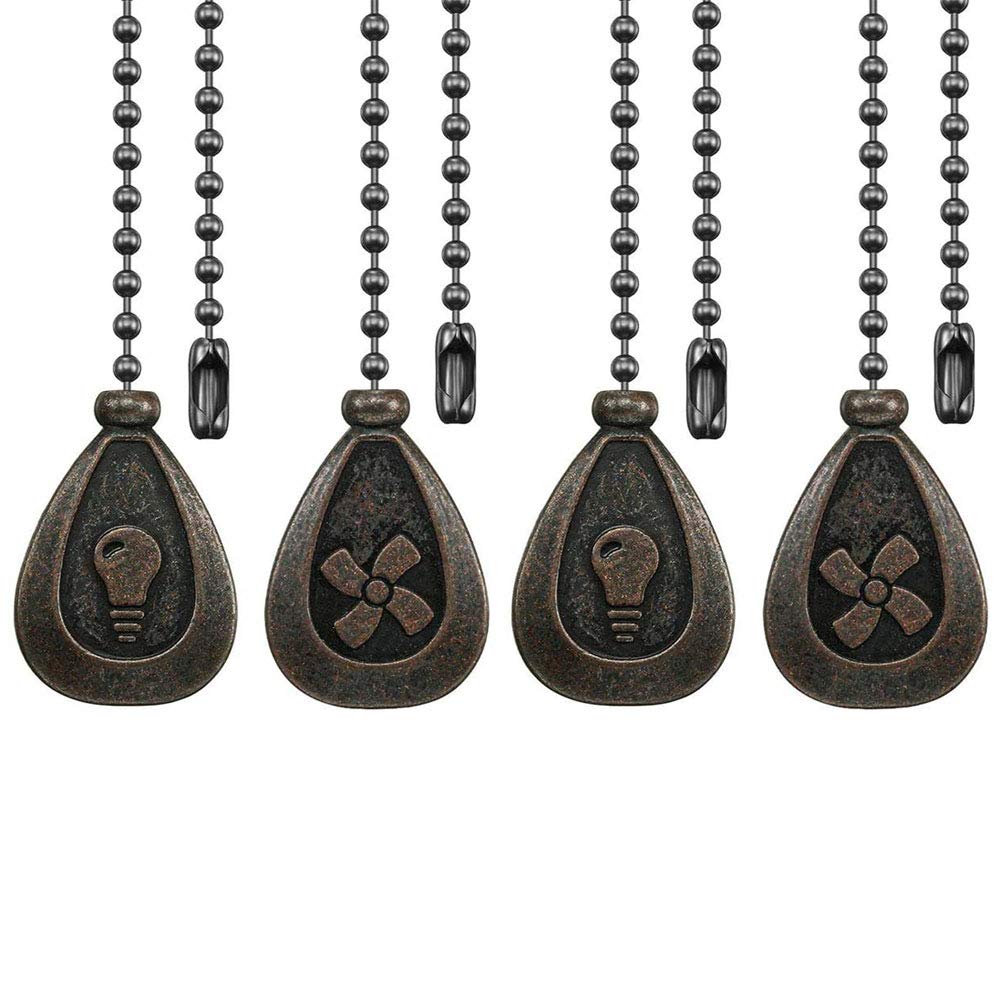 Dotlite Bronze Ceiling Fan Pull Chain Set, Decorative Fan Pull Chain Pendant Extension, 12 Inches Lighting & Fan Beaded Ball Fan