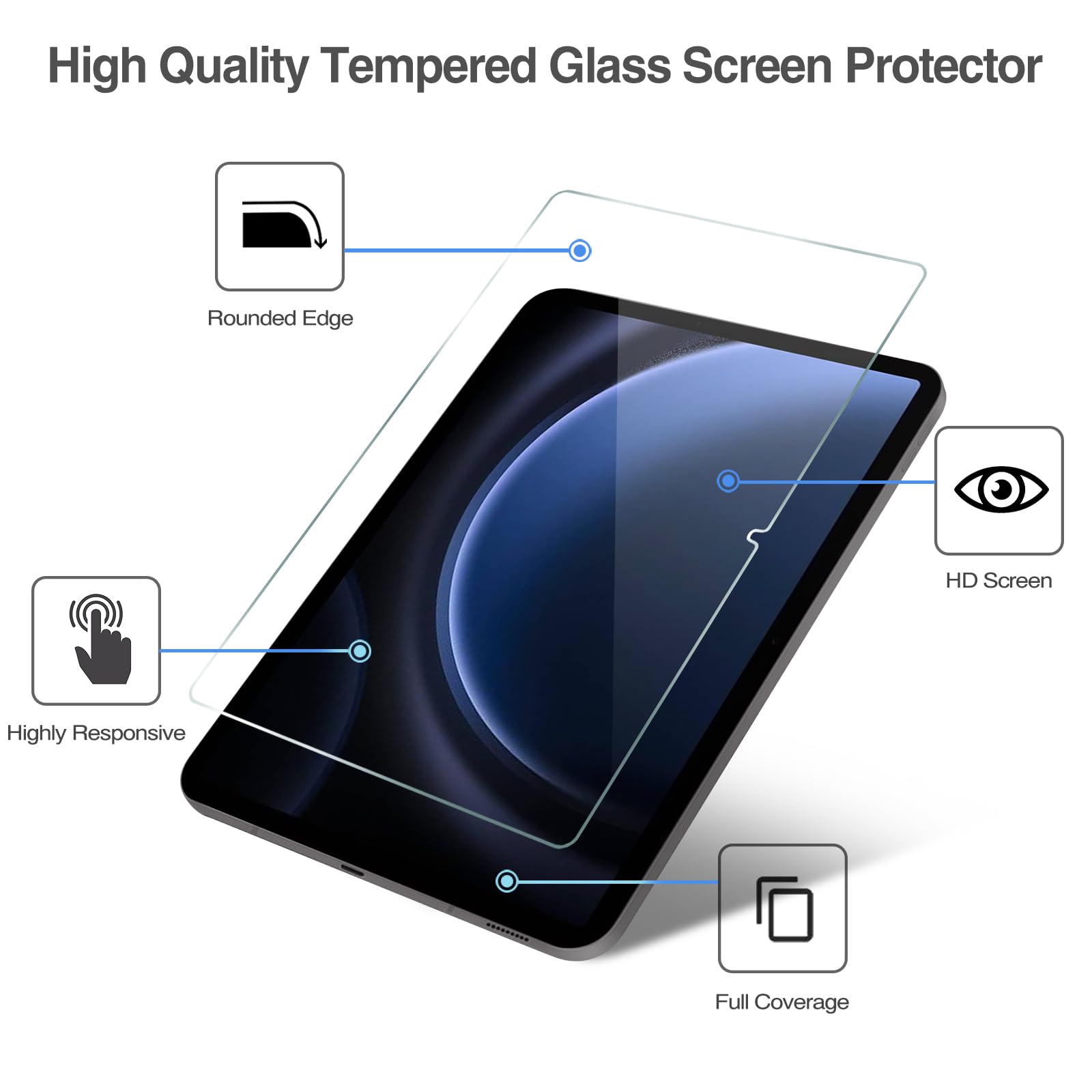 Procase 2 Pack Screen Protector For Galaxy Tab S9 Fe 5G Wifi 10.9'' 2023 / Tab S9 11 Inch + 2 Pack Camera Lens Protector Matchin