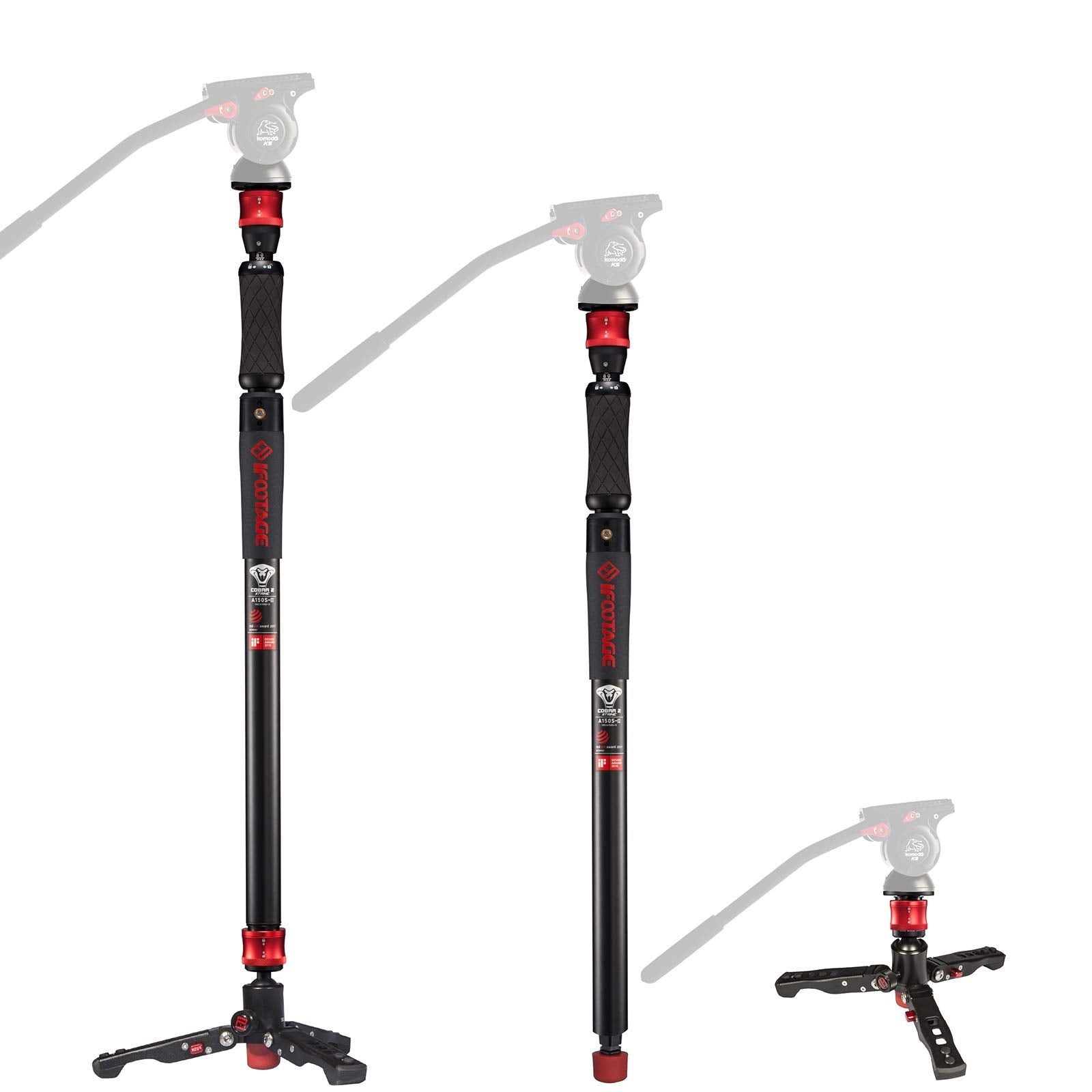 Ifootage Camera Monopod Professional 59'' Aluminum Telescoping Video Monopods With Tripod Stand Compatible For Dslr Cameras And 