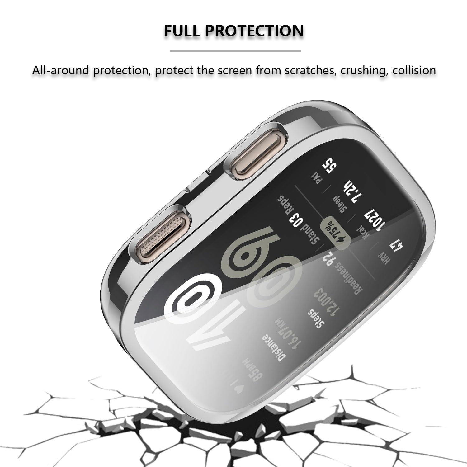 Msvueioe [3-Pack] Screen Protector & Case Compatible With Amazfit Bip 6, Soft Tpu Plated Case All-Around Protective Screen Full