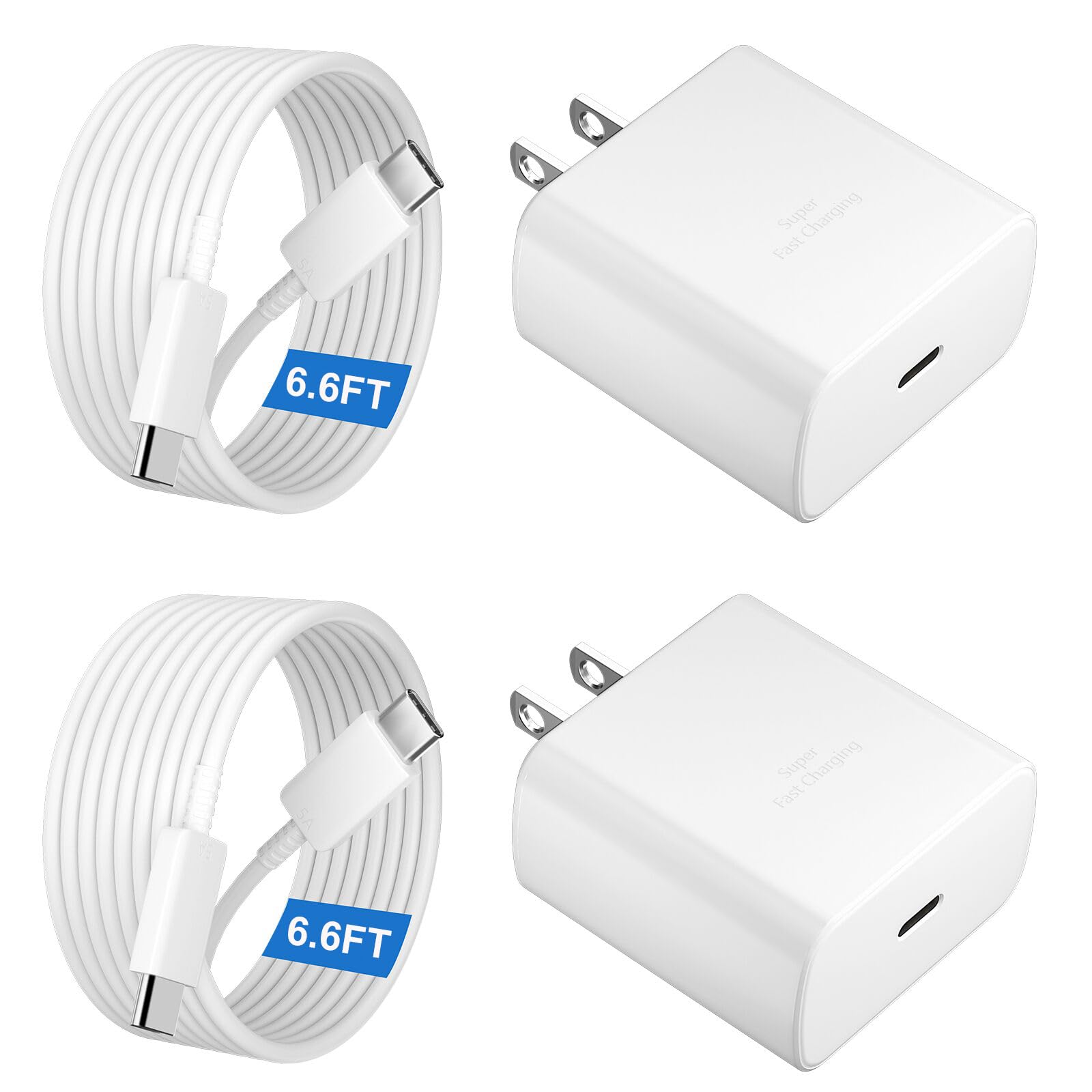 45W USB C Super Fast Charger Type C Charger Fast Charging Android Phone Charger Block with 6.6FT Type C Charging Cable for Samsu