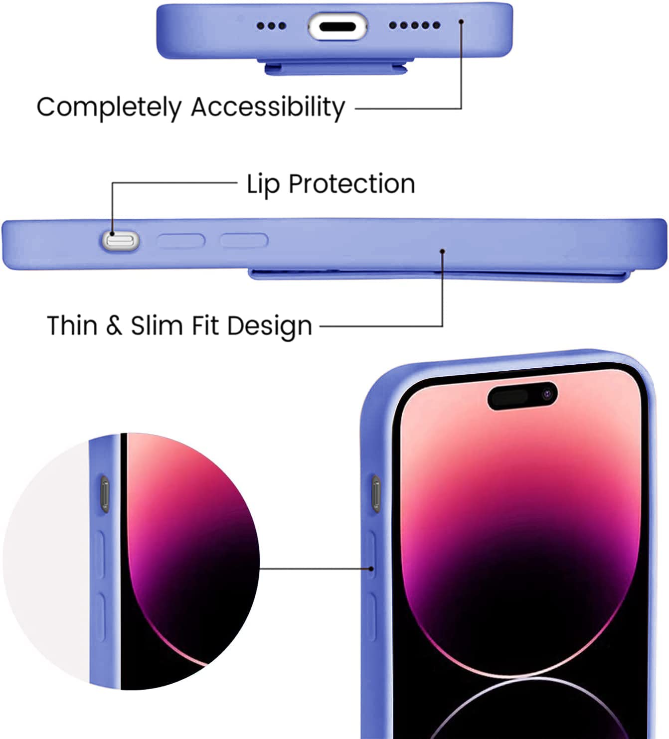Laudtec Silicone Kickstand Case Compatible With Iphone 14 Pro Case Vertical And Horizontal Stand Hand Strap Kickstand, Flexible