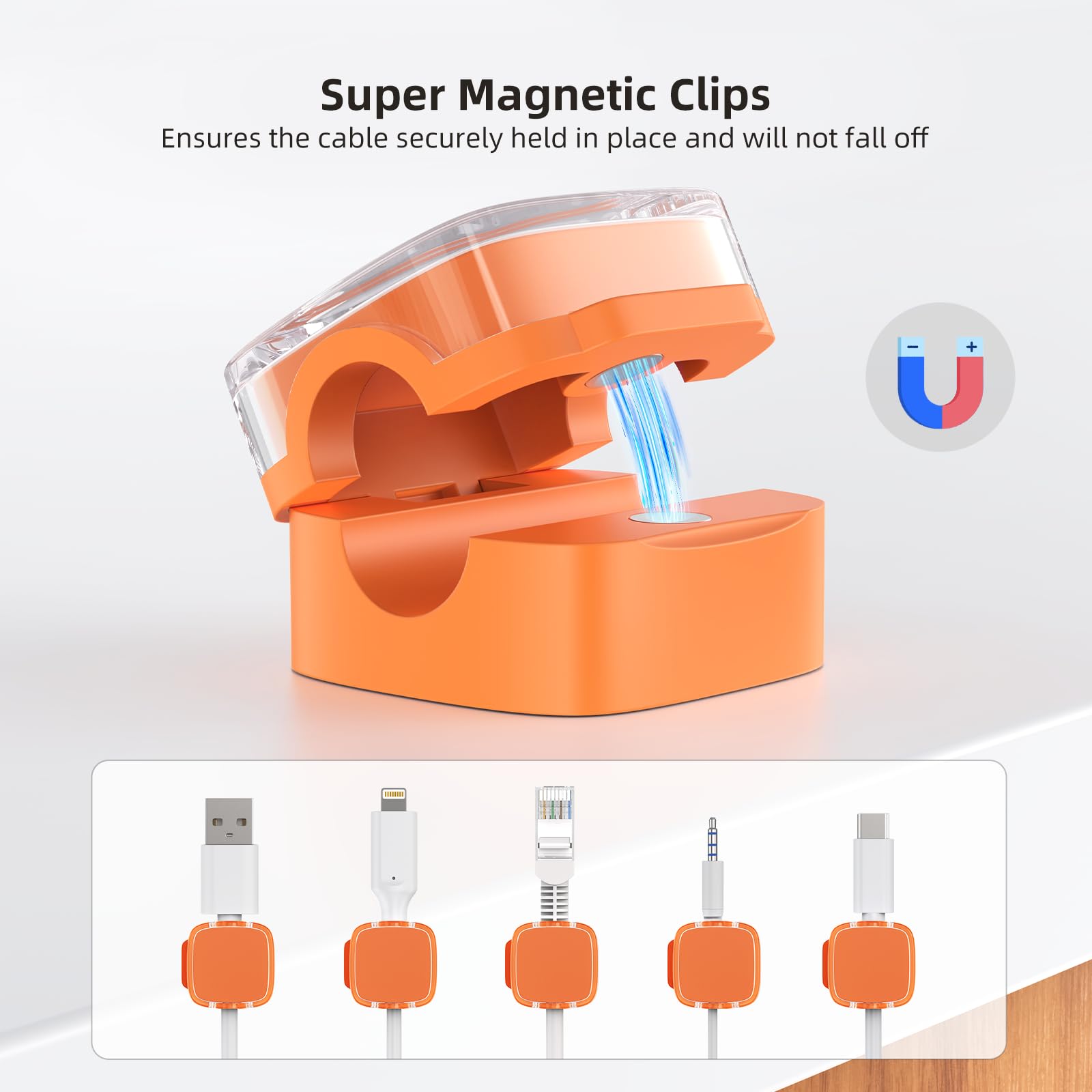 Cord Organizer, 6 Pack Magnetic Cable Clips Under Desk Cable Management, Strong Adhesive Wire Holder Keeper For Office Home Kitc