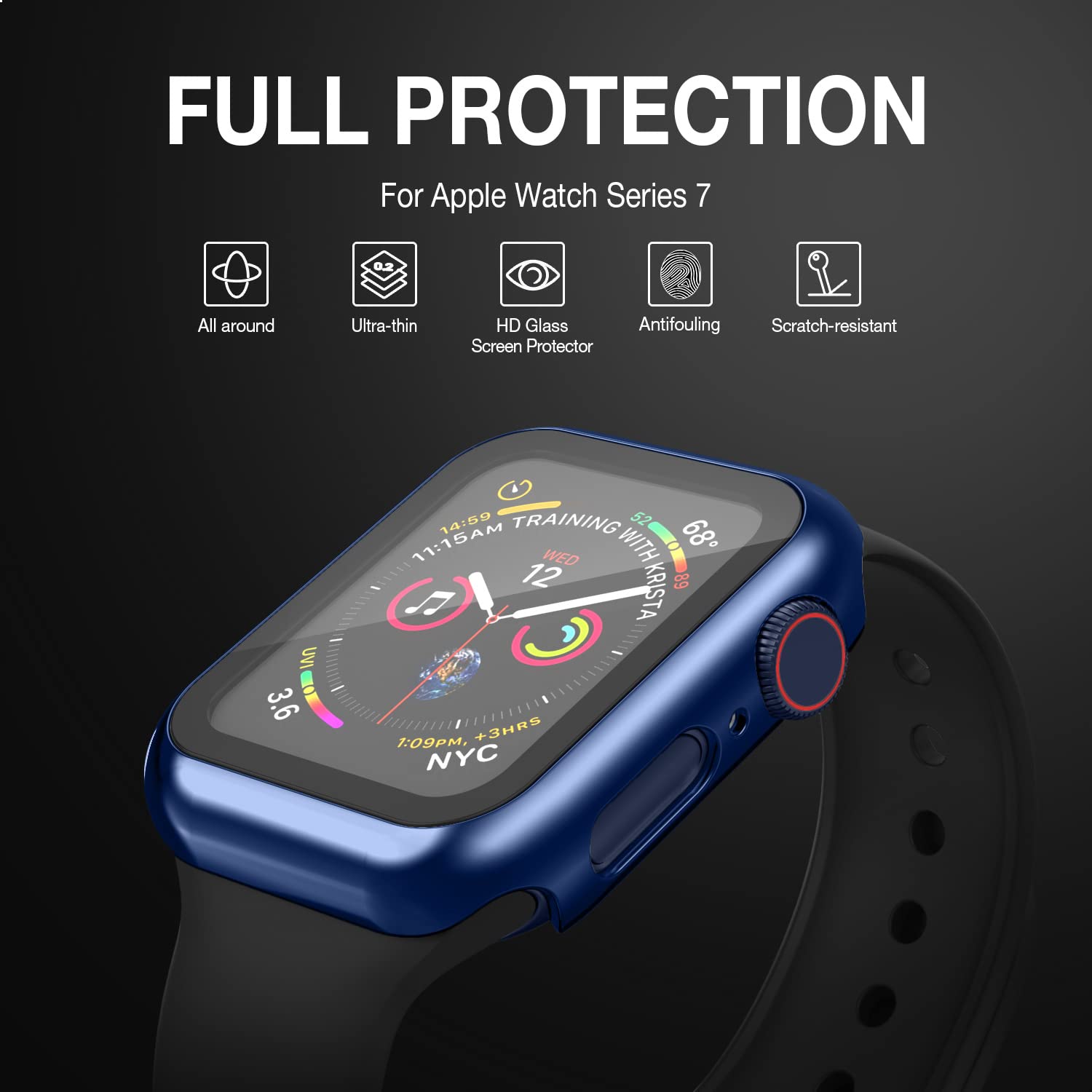 Case Compatible With Apple Watch Series 9 Series 8 Series 7 41Mm With Built-In Tempered Glass Screen Protector, All-Around Ultra