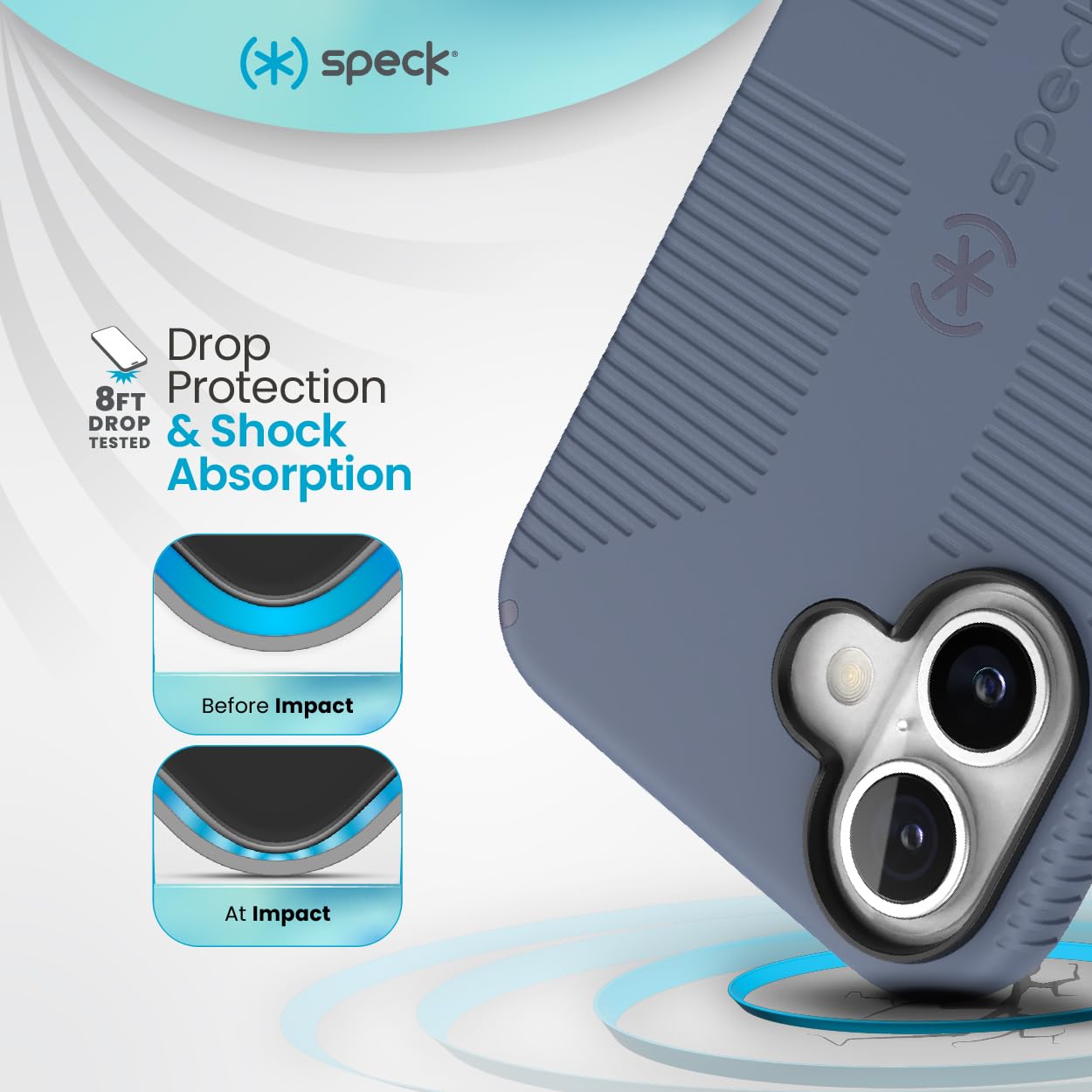 Speck Iphone 16 Case   Iphone 16 Case For Women, And Men   Candyshell Grip Case Iphone 16 Phone Case Slim Magsafe   Mystery Blue