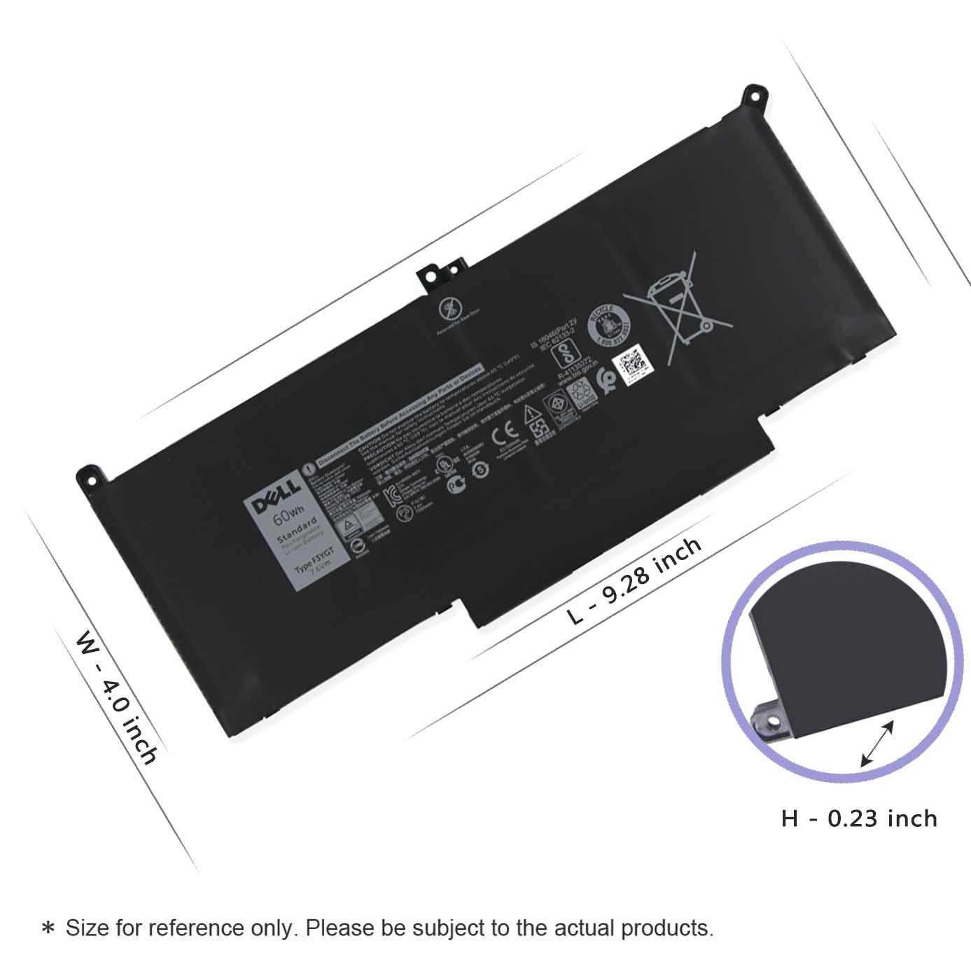 Dell F3Ygt Laptop Battery For Dell Latitude 12 7280 7290 13 7380 7390 P29S002 14 7000 7480 7490 P73G002 Series P28S P28S001 P73G