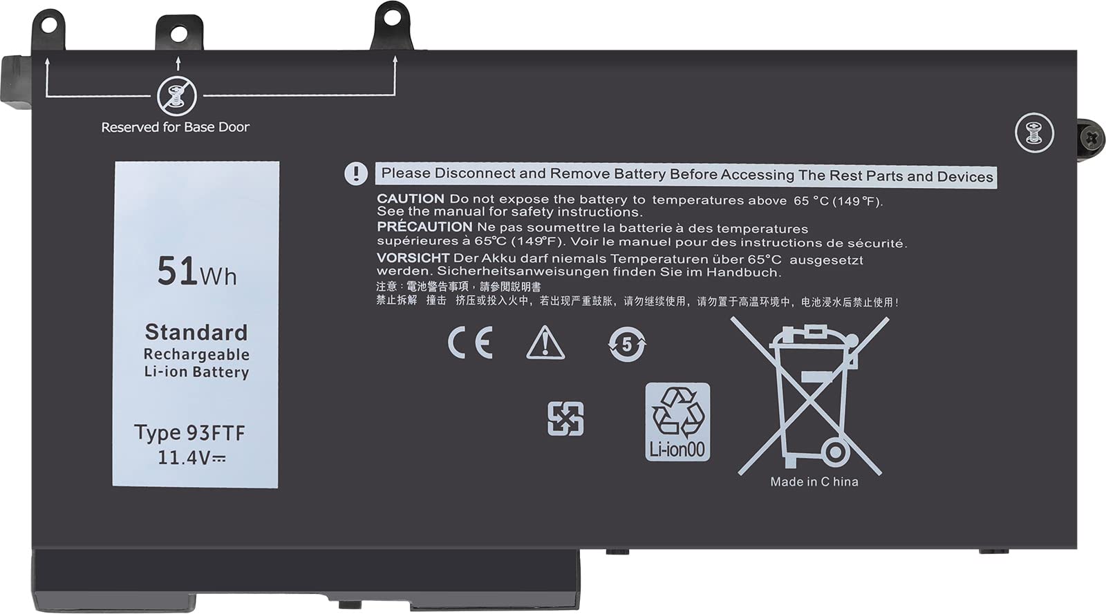 Laptop 93Ftf 51Wh Battery For Dell Latitude 5580 5590 5480 5490 5280 5290 5288 5488 5590 5491 5495 5591 E5280 E5480 E5580 Latitu