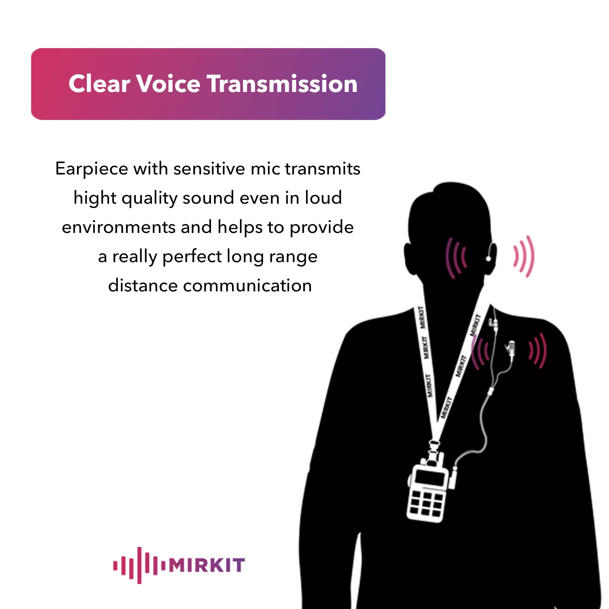 Mirkit Heavy Duty Earpiece Headset Mic With K2 Pin Compatible With Baofeng Bf F8Hp, Uv 82L, Uv 5R, Bf F8Hp, Uv 5R Mk 3/4/5, Uv 82 Mk 3/4/5. Acoustic Tube Earpiece With Push To Talk Microphone