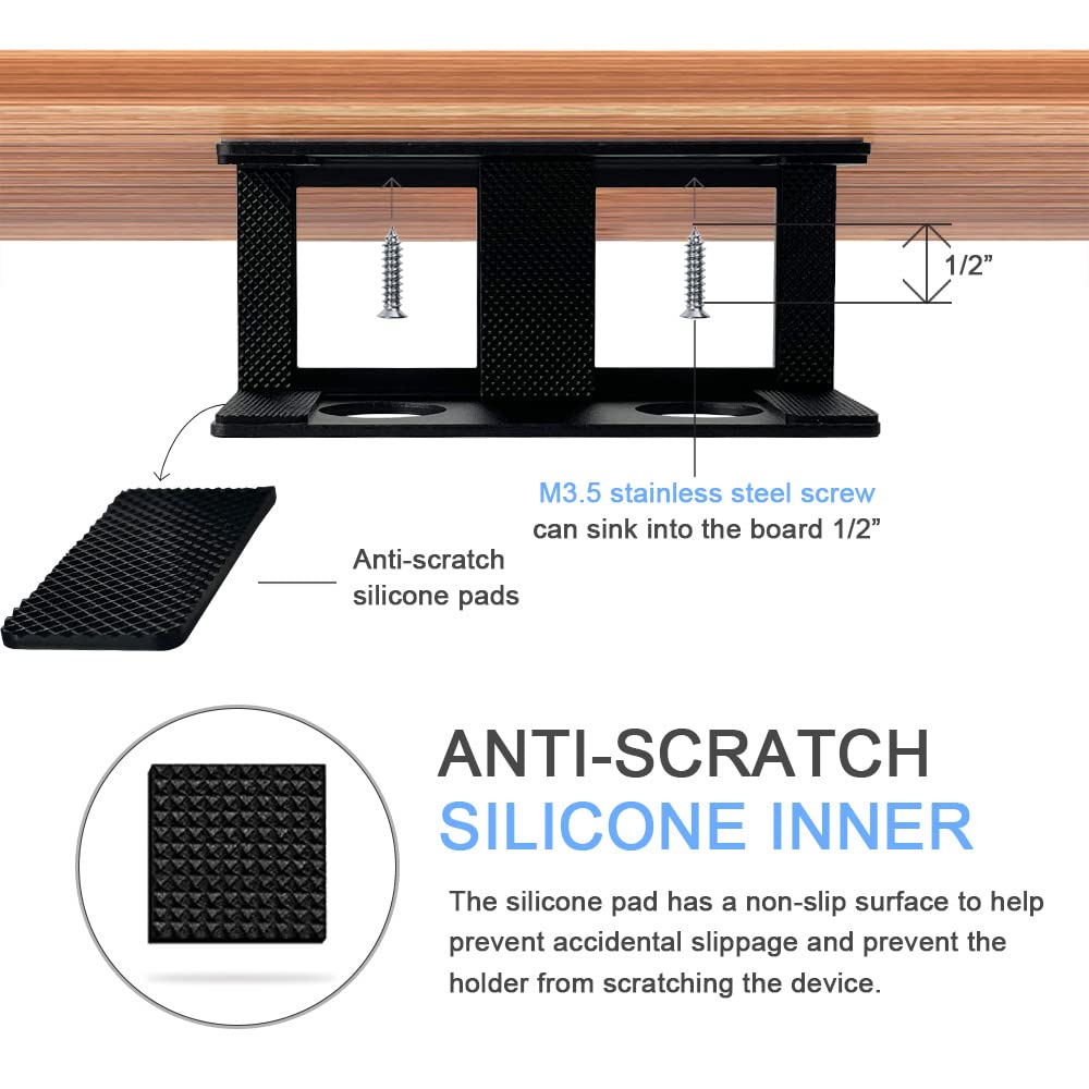 Ifcase Under Desk Laptop Mount & Headphone Holder With Adhesive & Screw, Hard Aluminum Under Table Desk Holder For Laptop, Mac M