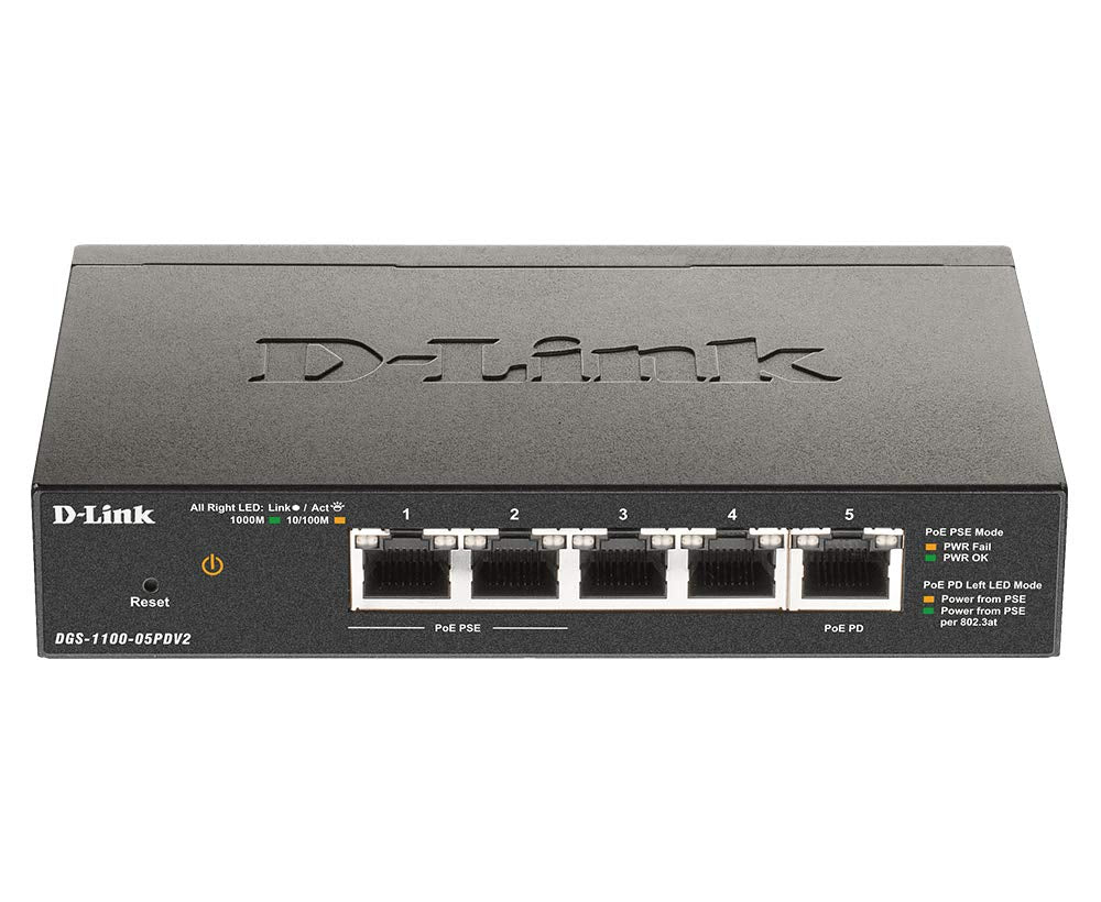 D Link Ethernet Poe Switch 5 Port Smart Managed Layer 2 Network Gigabit Wireless Internet Power Over Ethernet (Dgs 1100 05Pdv2)