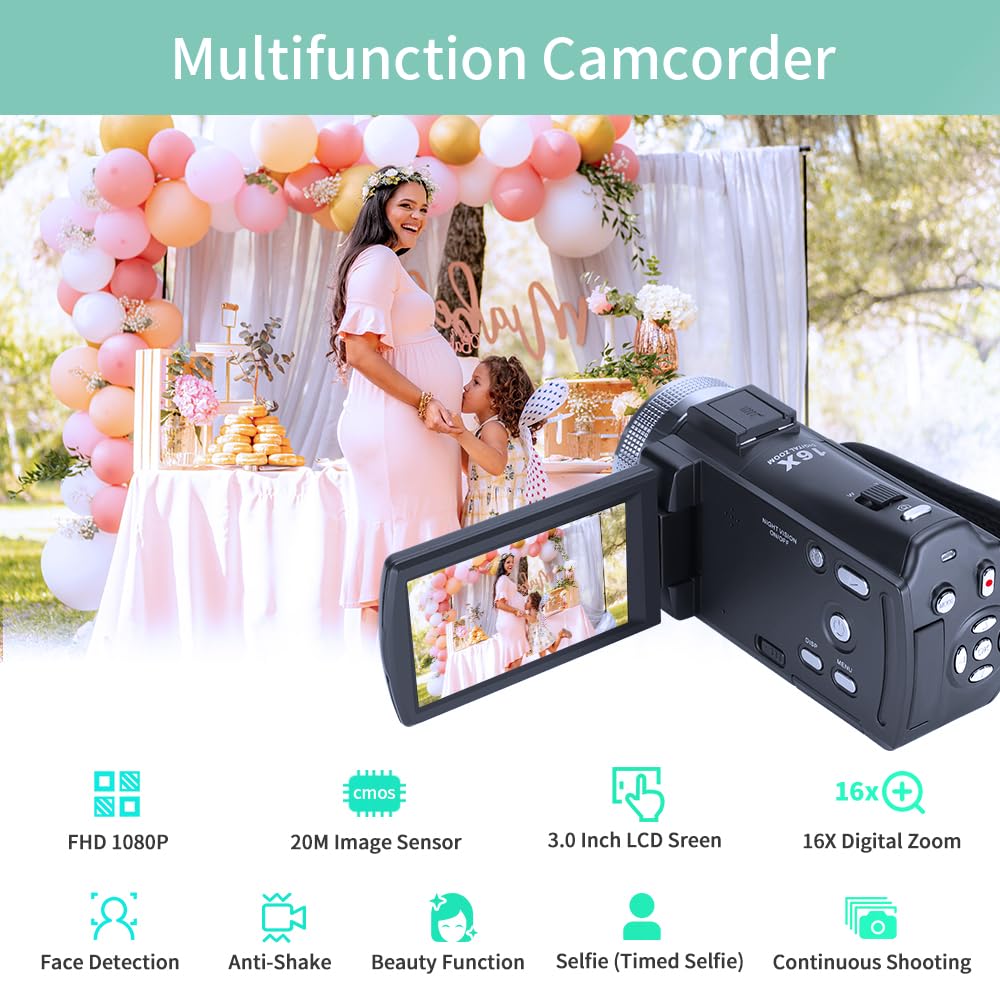 Ordro Camcorders Hdv V12 Hd 1080P Video Camera Recorder Infrared Night Vision Camera Camcorders With 16G Sd Card And 2 Batteries