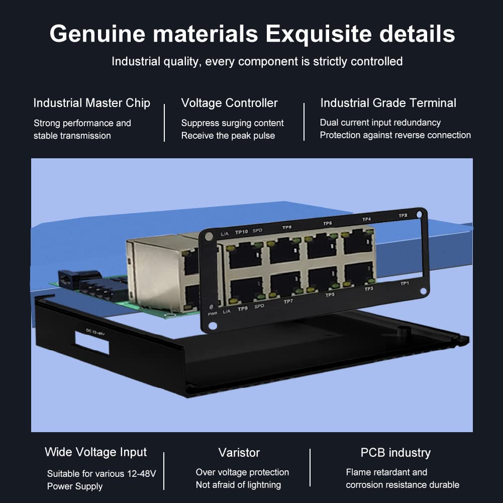 Mini Industrial Switch 10 Ports Gigabit Switch Hardened 10 Port Rj45 10/100/1000Mbps Ethernet Switch Din Rail Mount Outdoor Ethe