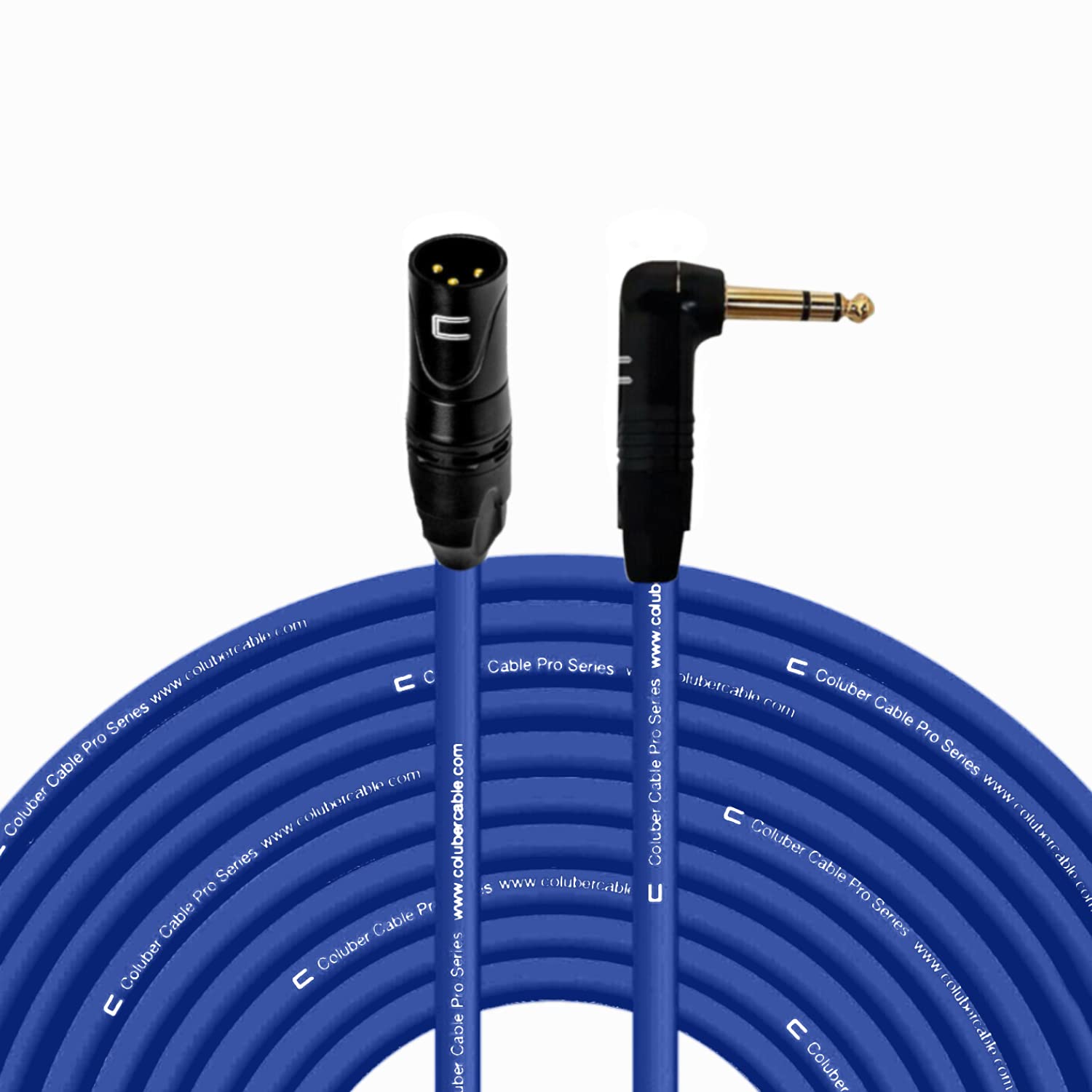 Balanced Xlr Cable Male To Right Angle 1/4'' Trs   150 Feet Blue   Pro 3 Pin Microphone Connector For Powered Speakers, Audio In