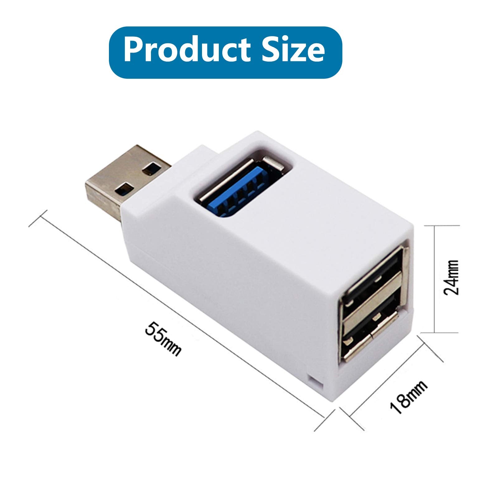 Usb Hub,3 Port Usb Splitter,Usb 3.0 High Speed Splitter For Surface Pro,Xps,Notebook Pc,Usb Flash Drives, Macbook (White)