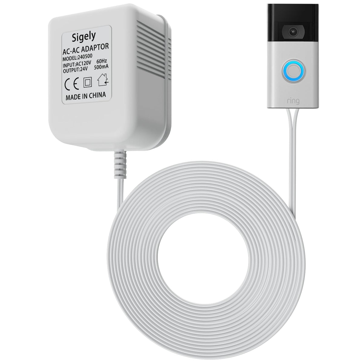 Sigeiy Doorbell Transformer 24V 500Ma Doorbell Power Adapter Ac110 120V To Ac24V, Compatible With Ring, Nest, Eufy, Wyze, Arlo V