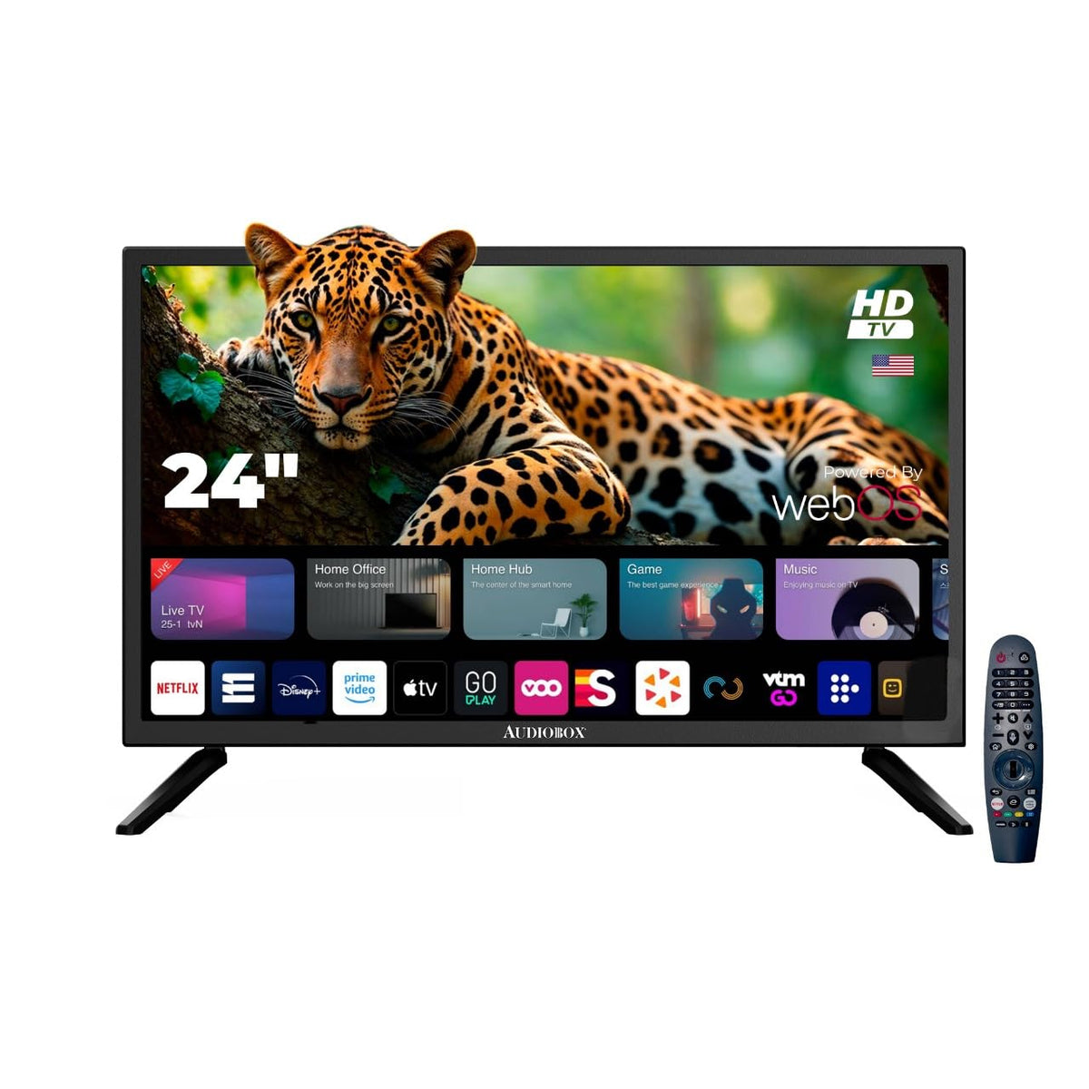 Audiobox Tv 240Sd 24 Inch Smart Led Hdtv For Rv, Camping | Magic Remote, Webos Hub, Bluetooth, Dual Band Wifi, & 12V Ac/Dc Compa