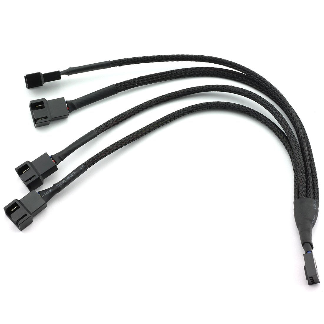 Dzs Elec 4Pin 1 To 4 Ways Pwm Fan Splitter Cable Black Sleeved Fan Power Extension Cable 4Pin Female To 4X 4Pin Male 27Cm/10.5 I