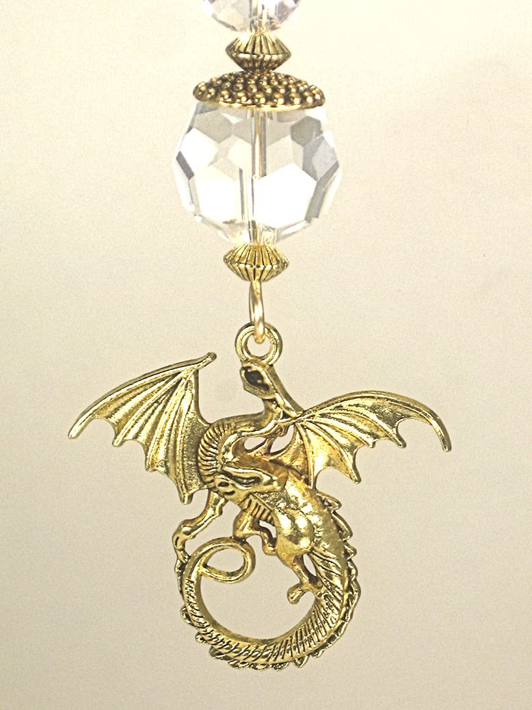 Golden Dragon With Clear Faceted Glass Ceiling Fan Pull