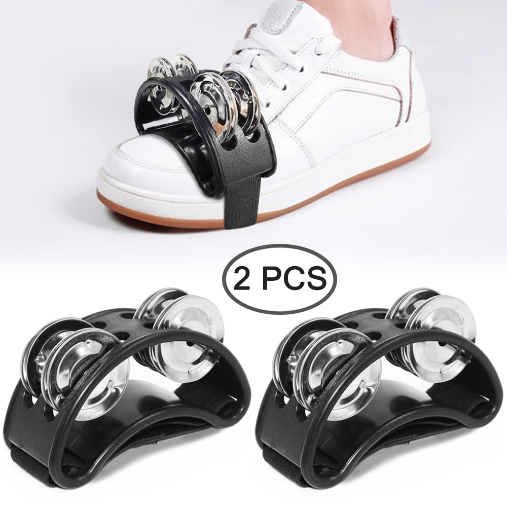 2 Pcs Foot Tambourine, Findtop Foot Shaker, Tambourines For Adults, Collocation Drums, Guitars, Metal Bells, For Concerts, Parti