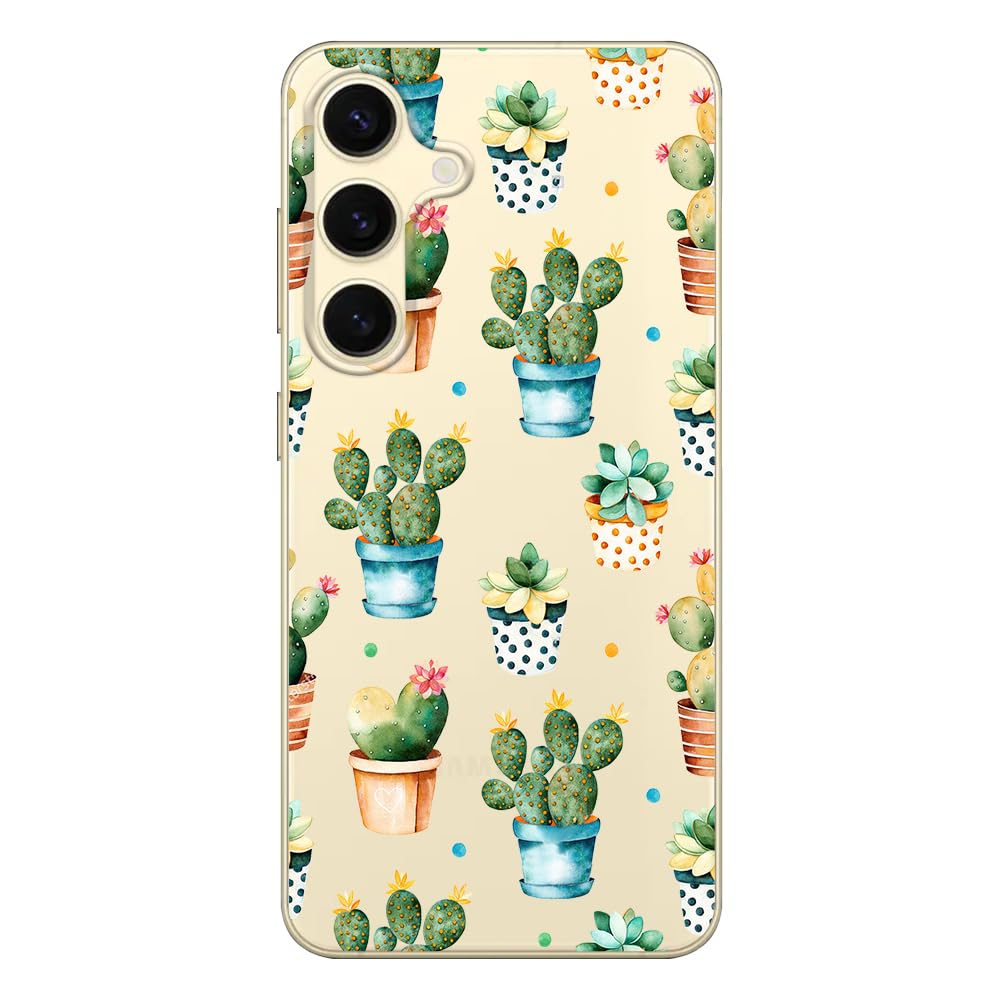 Blingy'S For Samsung Galaxy S24 Case, Women Girls Cute Cactus Design Fun Succulents Style Transparent Soft Tpu Protective Clear